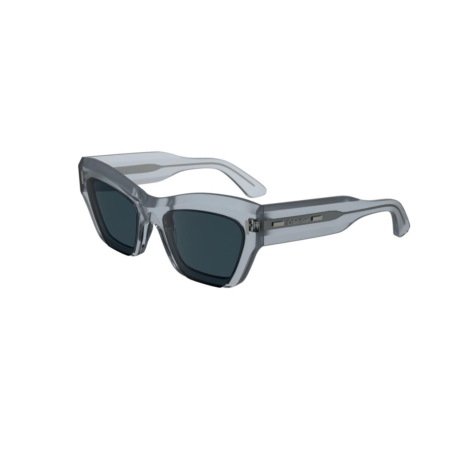 Calvin Klein CK 24531S 412 53 Unisex Geometrik Şeffaf Mavi  Kemik Güneş Gözlüğü