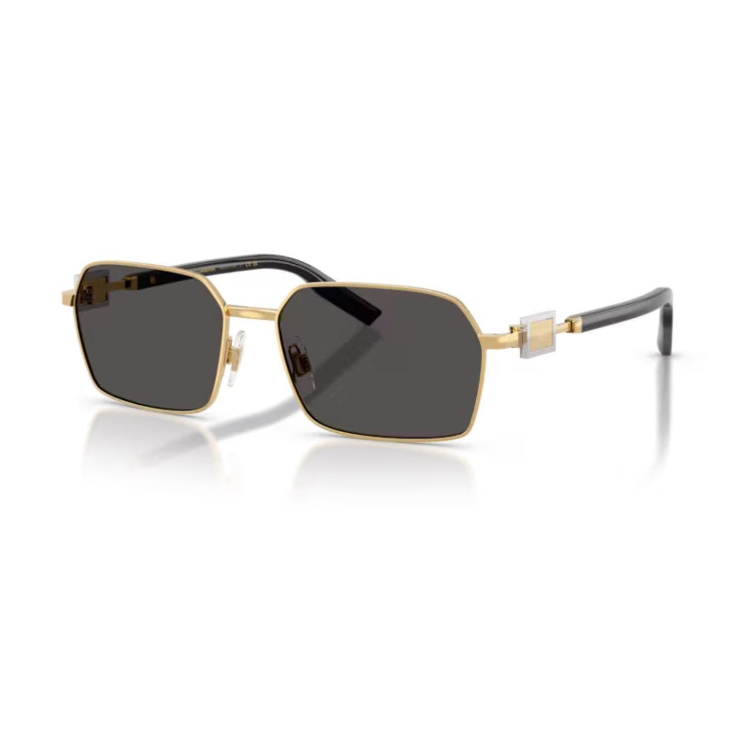 Dolce Gabbana DG 2316 0287 56 Erkek Dikdörtgen Gold Metal Güneş Gözlüğü