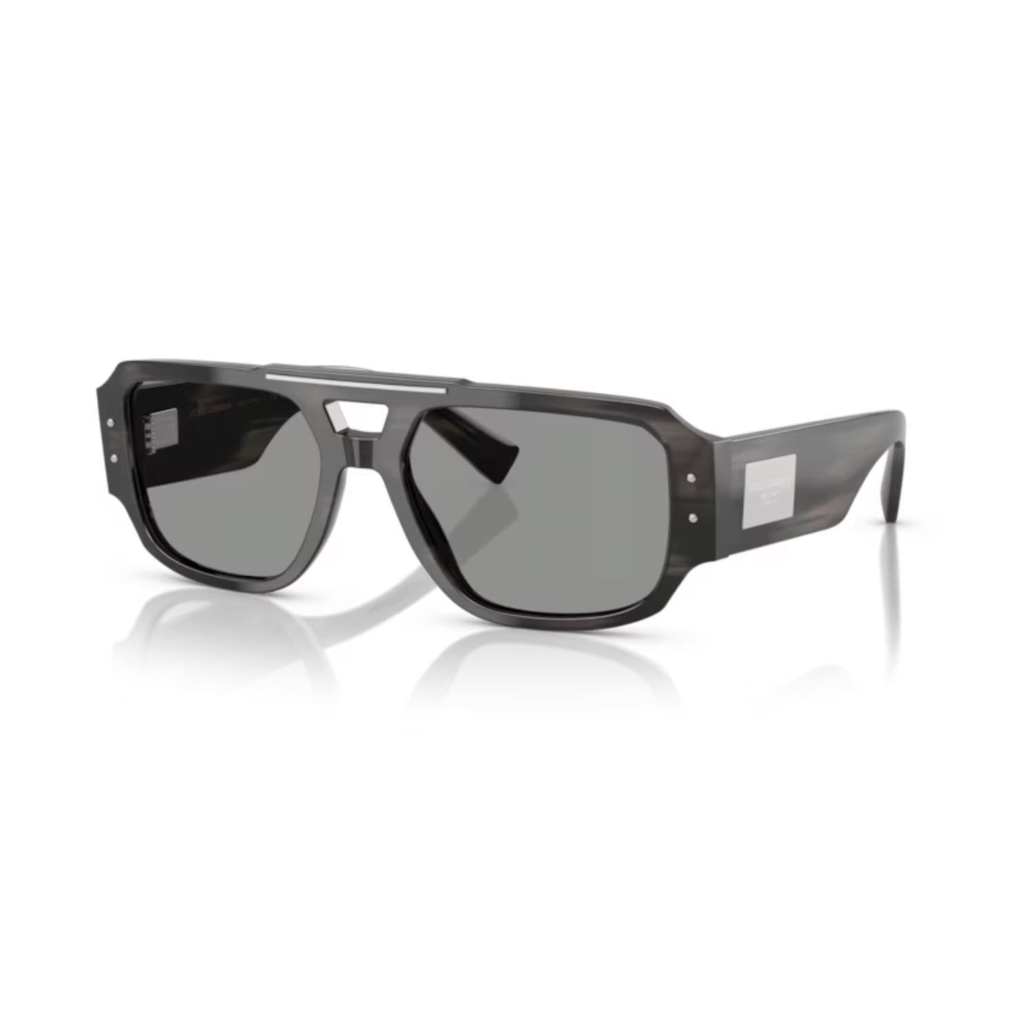 Dolce Gabbana DG 4482 34401 57 Erkek Pilot Gri Çizgili Kemik Güneş Gözlüğü