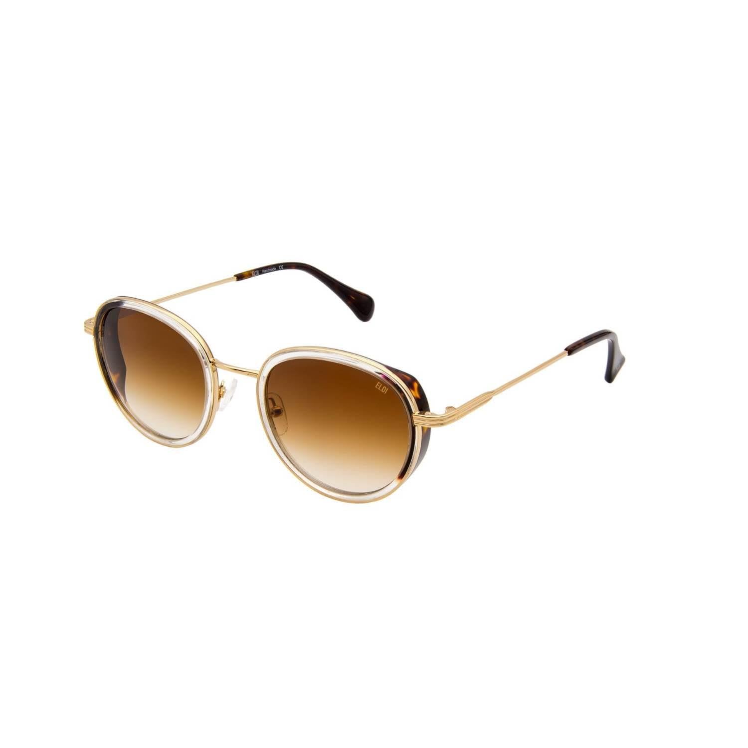 Eloi 1870 02 Mipa 51 Unisex Yuvarlak Kahverengi Kombine Güneş Gözlüğü