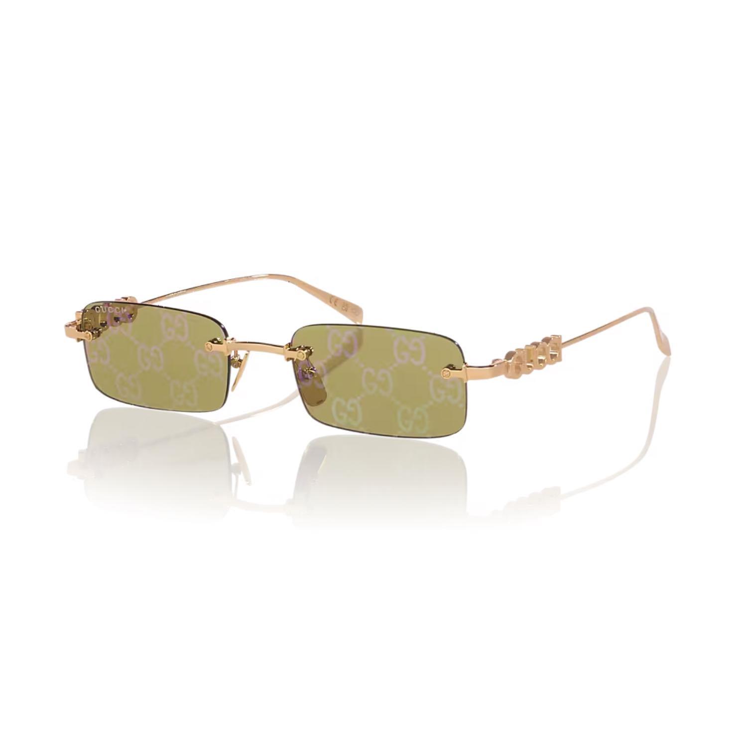 Gucci GG 1808S 002 52 Unisex Dikdörtgen Goldi Metal Güneş Gözlüğü