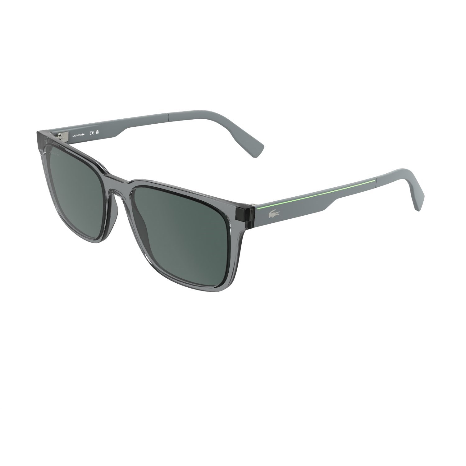 Lacoste L 6077S 035 55 Unisex Dikdörtgen Şeffaf Gri Kemik Güneş Gözlüğü