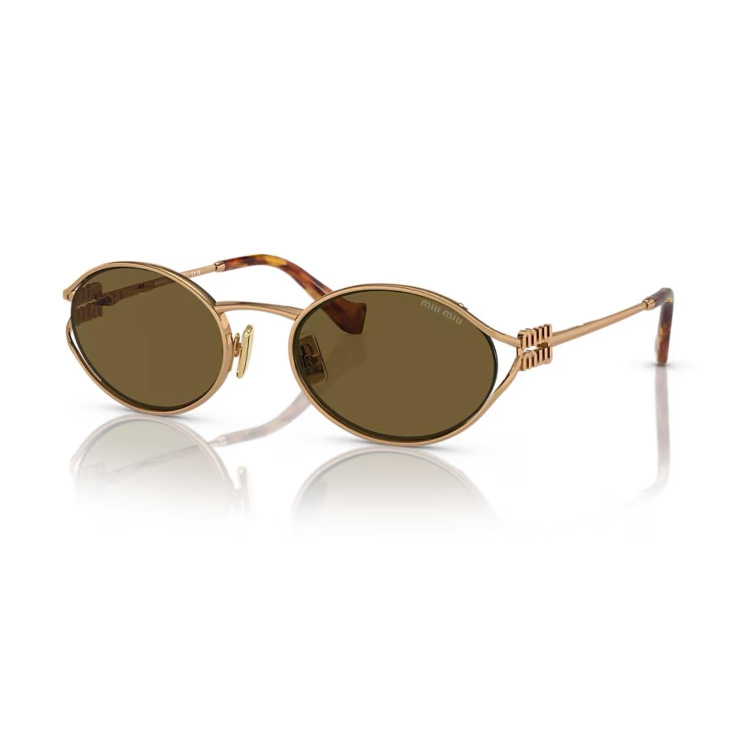 MIU MIU 52YS 7OE01T 54 Kadın Oval Bronz  Metal Güneş Gözlüğü