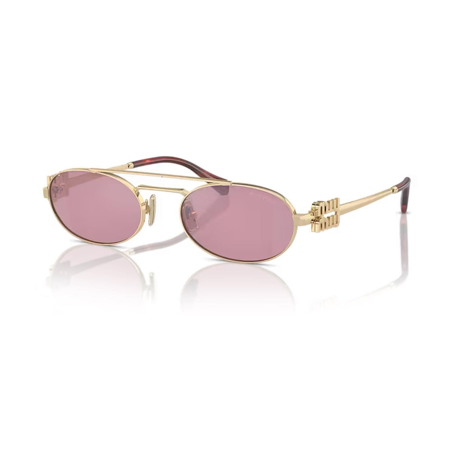 MIU MIU 54ZS ZVN50D 53 Kadın Oval Gold Metal Güneş Gözlüğü