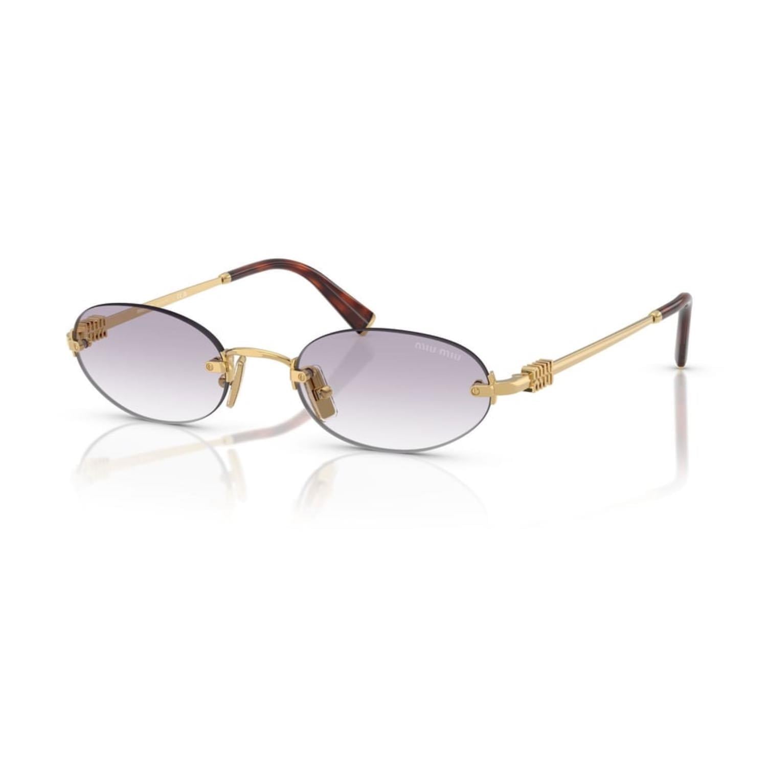 MIU MIU A54S 5AK04O 51 Kadın Oval Gold Metal Güneş Gözlüğü