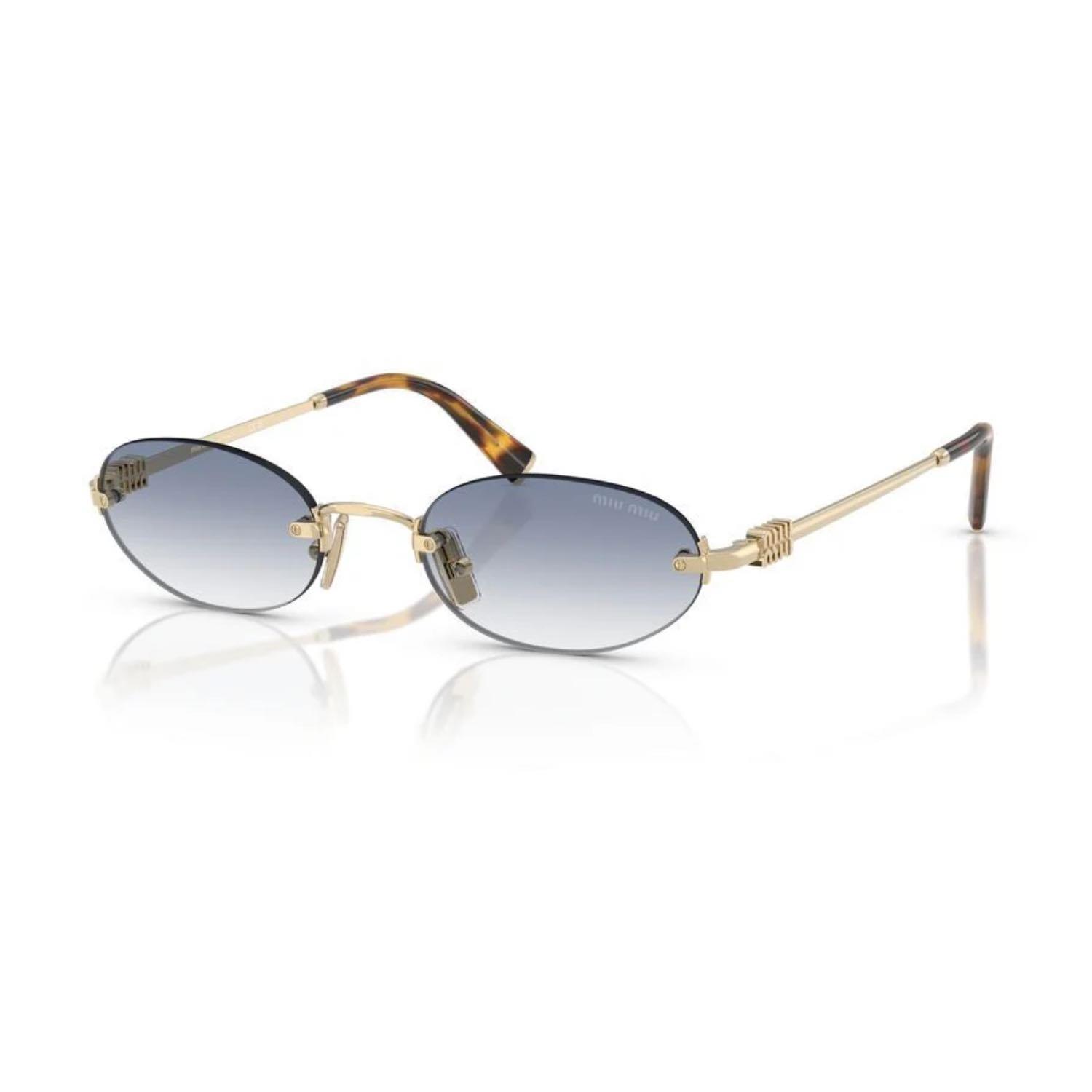 MIU MIU A54S ZVN80O 51 Kadın Oval Gold Metal Güneş Gözlüğü