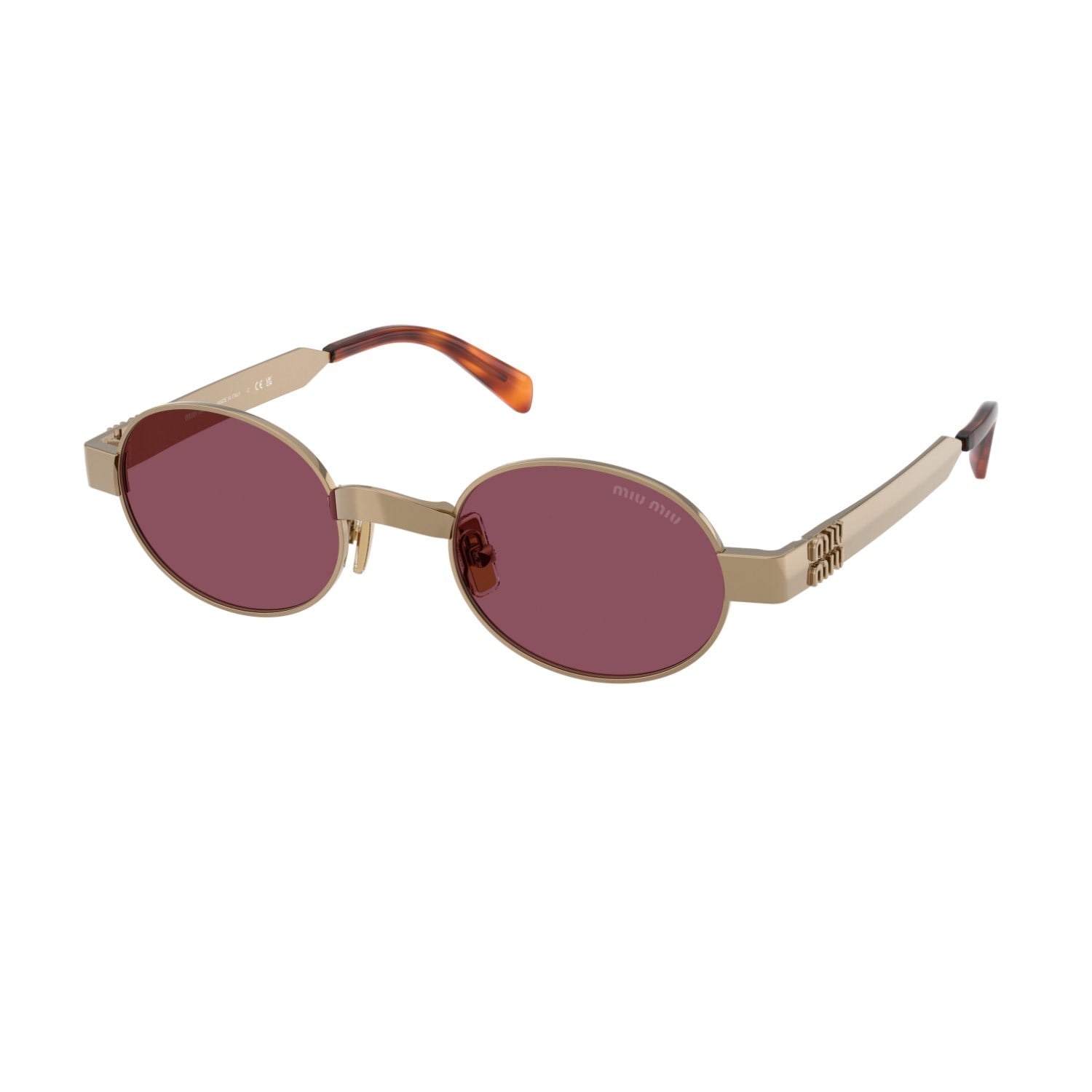 MIU MIU B51S 7OE30Y 47 Kadın Oval Gold Metal Güneş Gözlüğü