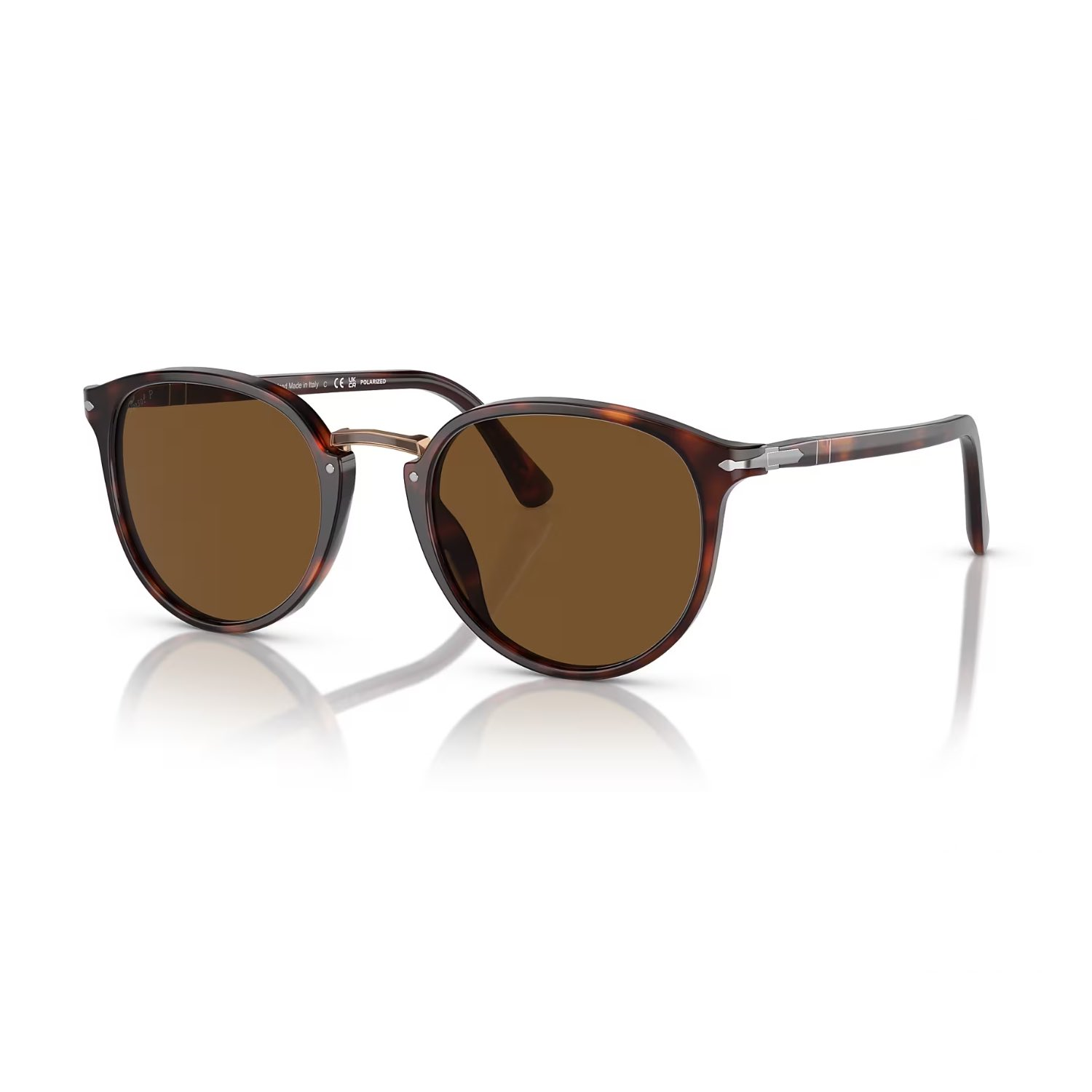 Persol PO 3210S 2457 54 Unisex Polarize Oval Kırçıllı Kahverengi Kemik Güneş Gözlüğü