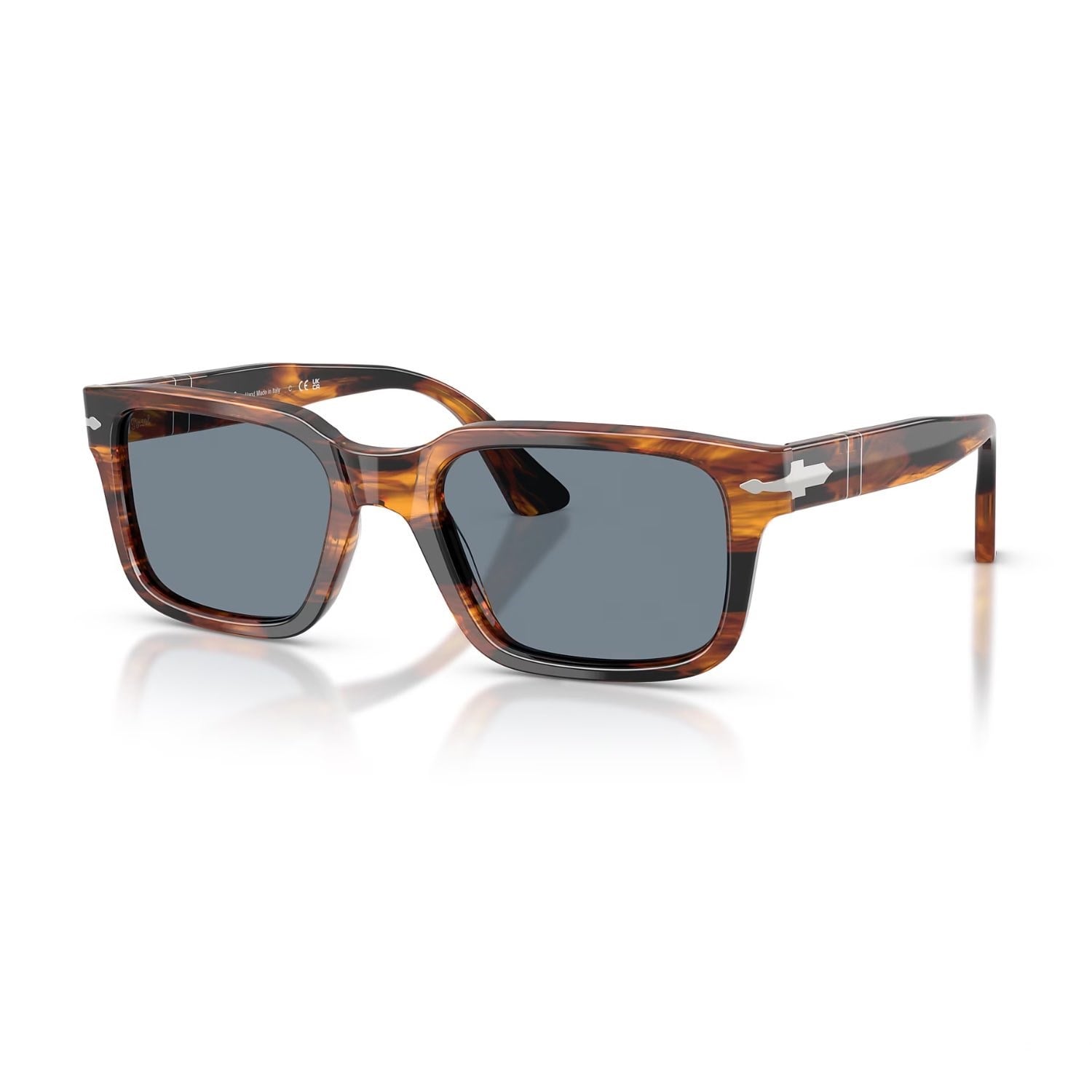 Persol PO 3272S 123556 55 Unisex Dikdörtgen Kırçıllı Kahverengi Kemik Güneş Gözlüğü