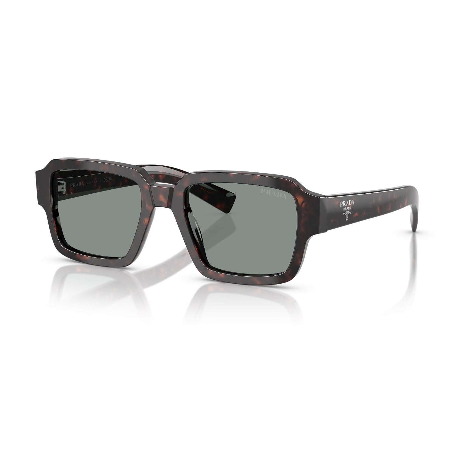 Prada PR 02ZS 17N20N 52 Unisex Kare Kırçıllı Kahverengi Kemik Güneş Gözlüğü