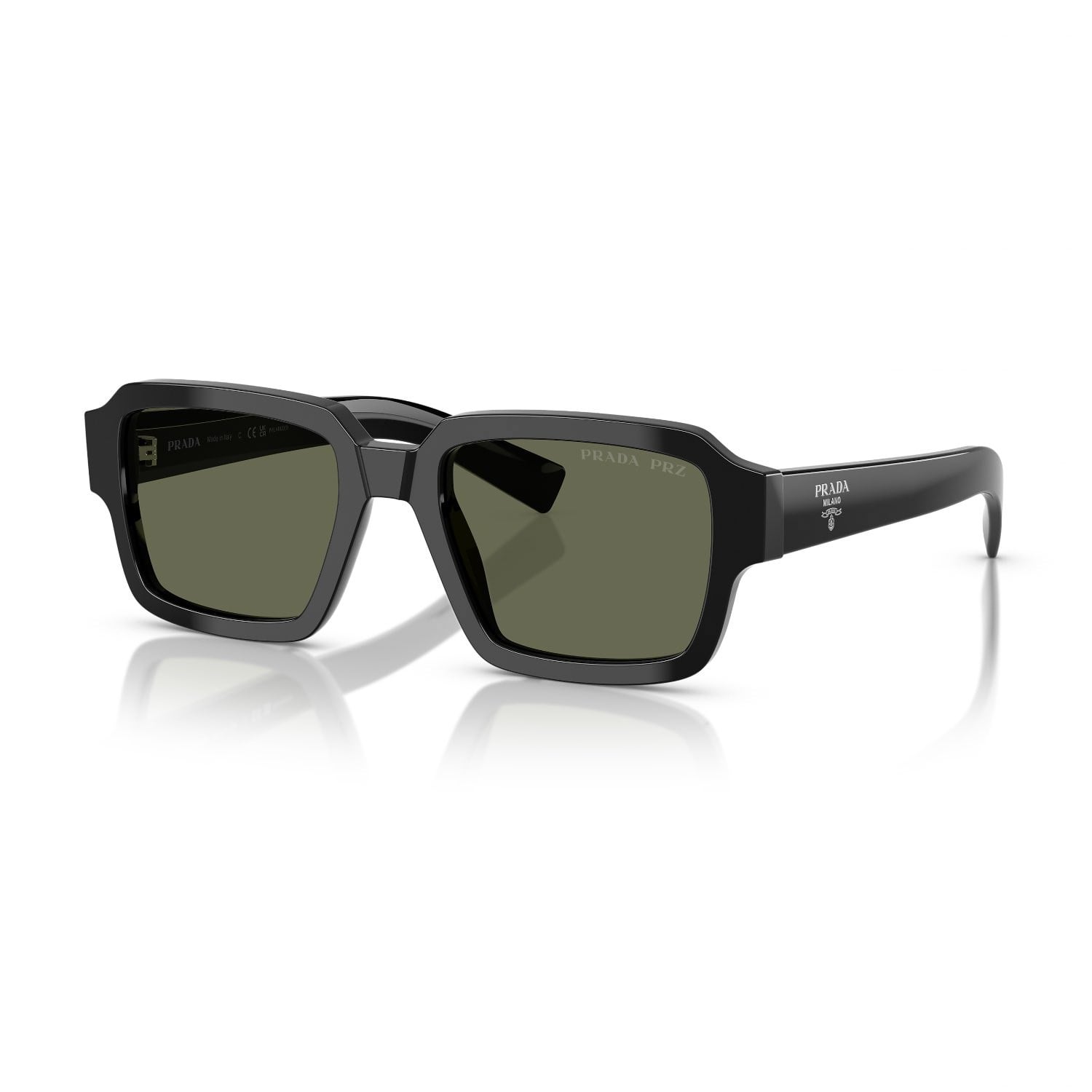 Prada PR 02ZS 1AB03R 52 Unisex Polarize Kare Siyah Kemik Güneş Gözlüğü