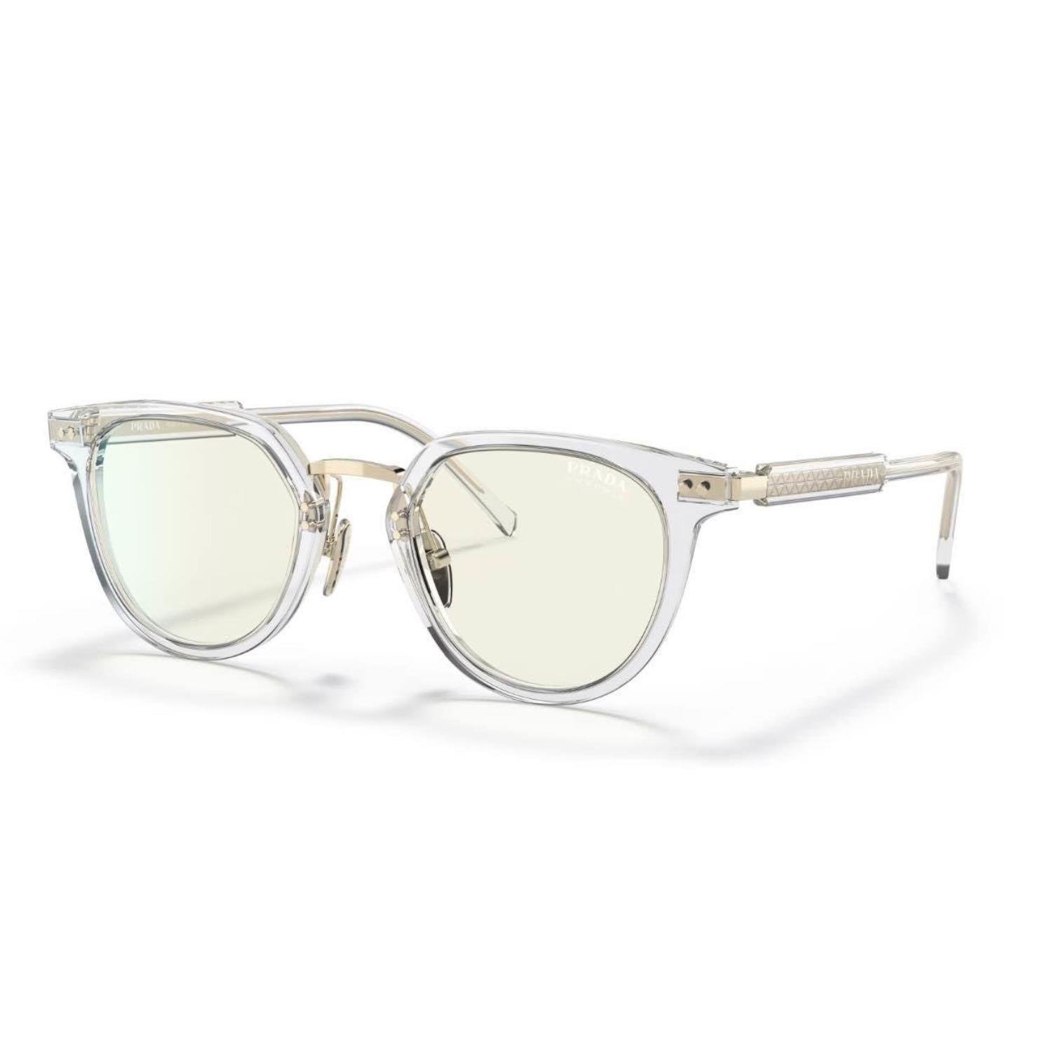 Prada PR 17YS 2AZ09N 49 Unisex Oval Colormatik Mavi Işık Korulmalı Şeffaf Kemik Güneş Gözlüğü