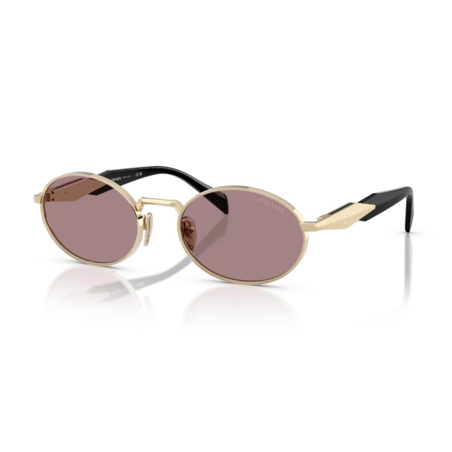 Prada PR 65ZS ZVN20I 55 Kadın Oval Gold Metal Güneş Gözlüğü