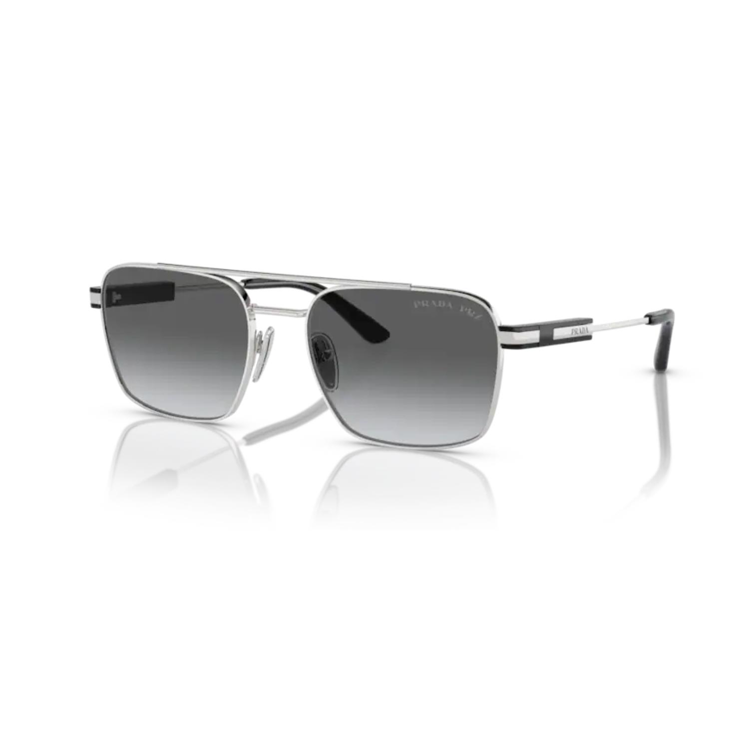 Prada PR 67ZS 1BC5W1 56 Unisex Polarize Gümüş Metal Güneş Gözlüğü