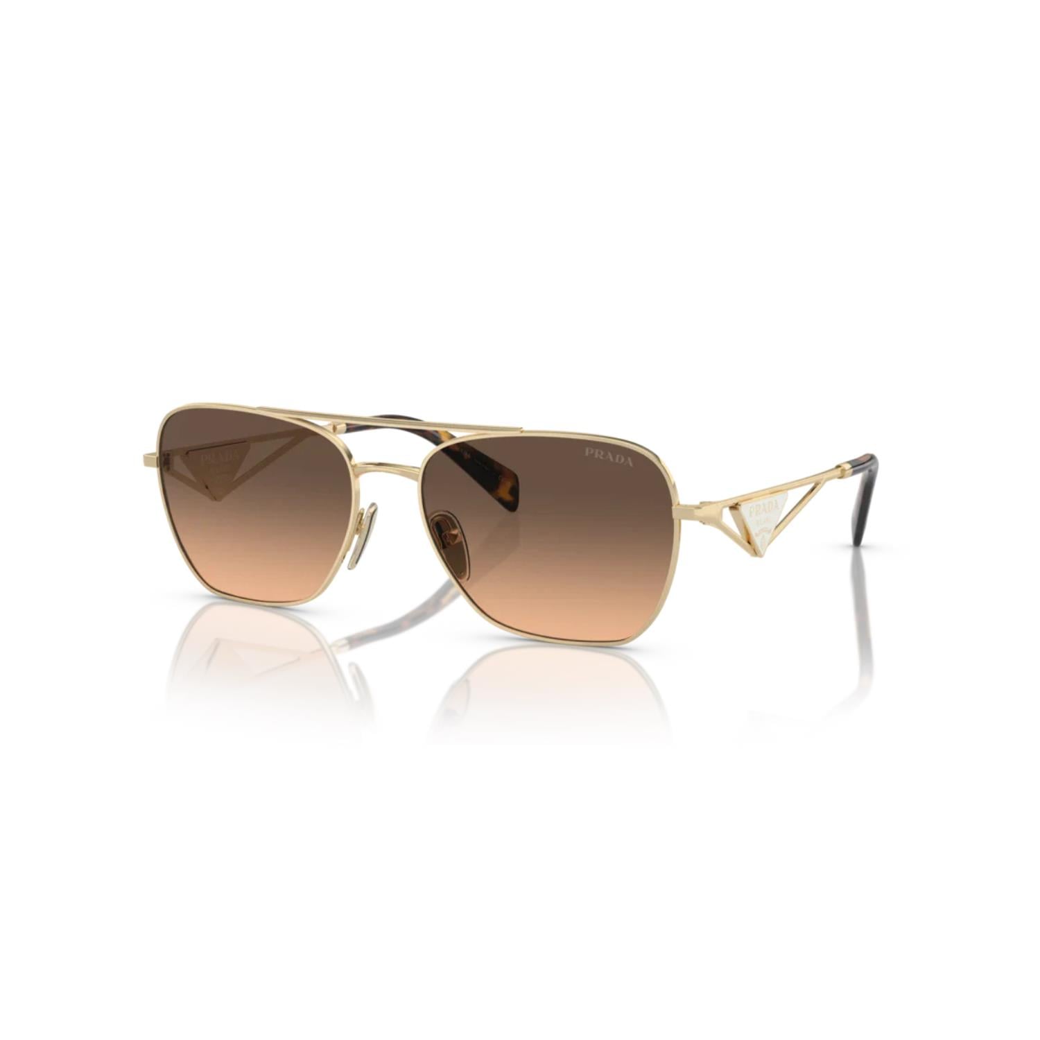 Prada PR A50S ZVN50C 59-17 Kadın Gold Metal Oval Güneş Gözlüğü
