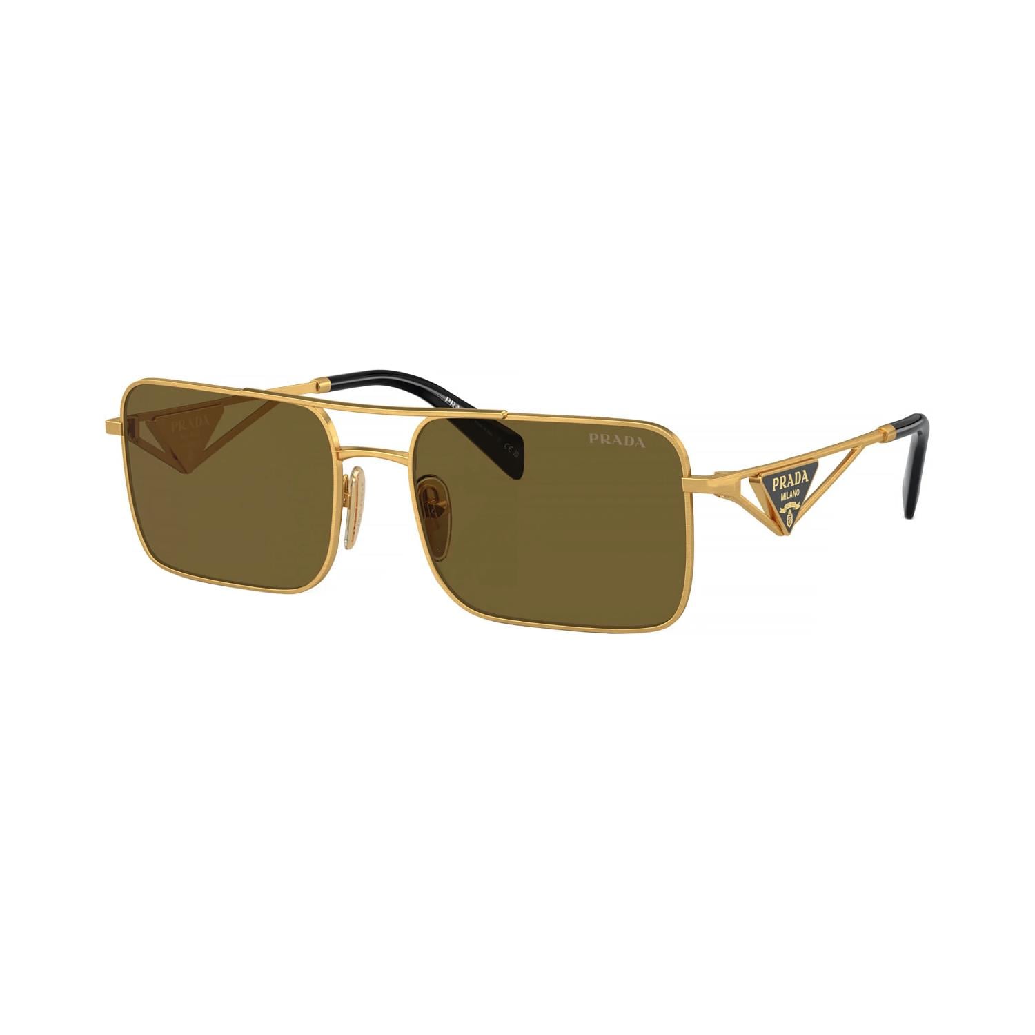 Prada PR A52S 15N01T 56 Erkek Dikdörtgen Gold Metal Güneş Gözlüğü