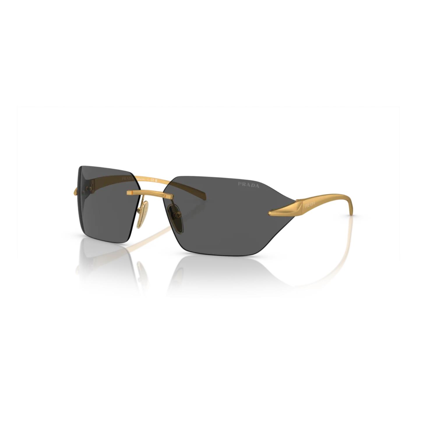 Prada PR A55S 15N5S0 71 Erkek Gold Metal Geometrik Güneş Gözlüğü