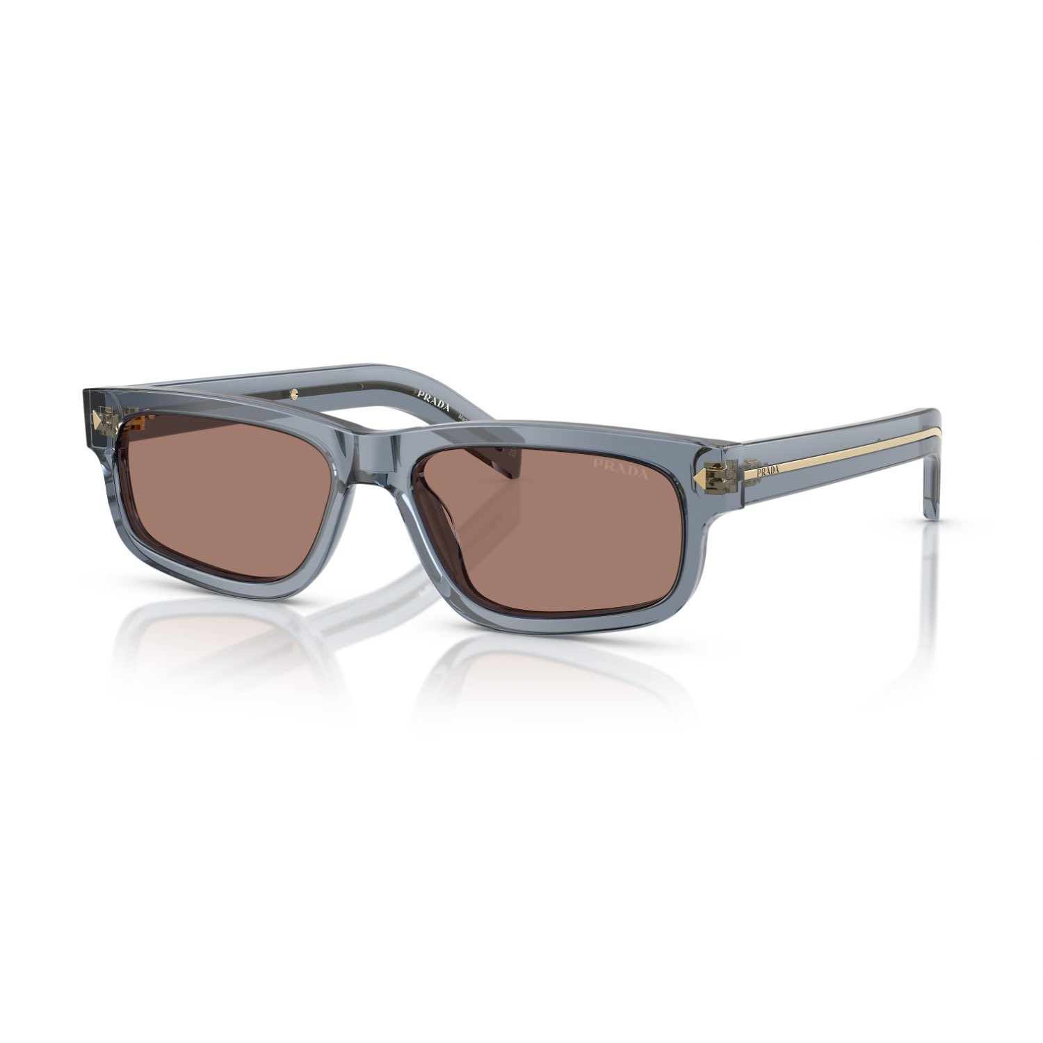 Prada PR B11S 17T05D 57 Unisex Dikdörtgen Mavi Aynalı Kemik Güneş Gözlüğü