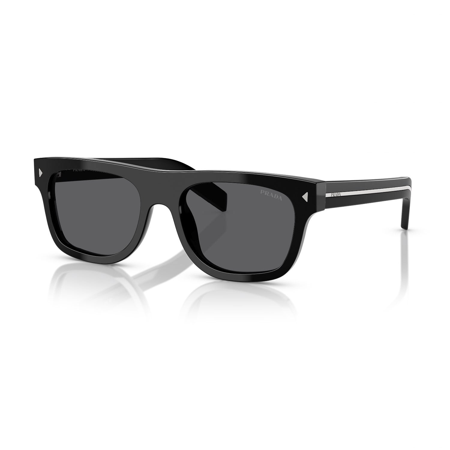 Prada PR B12S 16K731 55 Unisex Dikdörtgen Siyah Kemik Güneş Gözlüğü