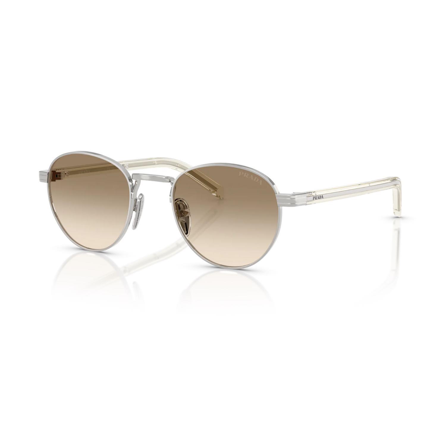 Prada PR B52S 1BC80K 49 Unisex Oval Gri Metal Güneş Gözlüğü