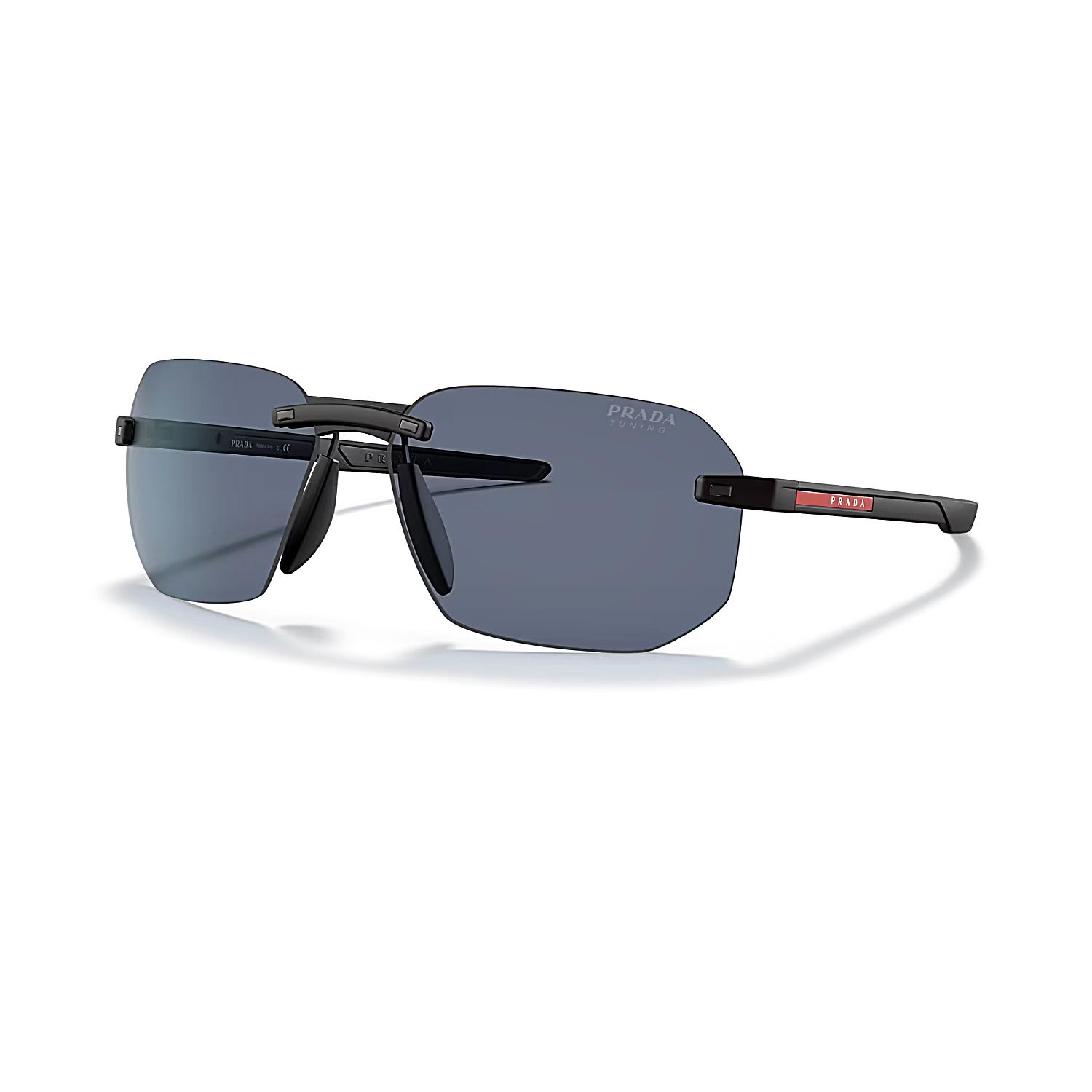 Prada PS 09WS DG009R 62 Linea Rossa Erkek Geometrik Siyah Metal Güneş Gözlüğü