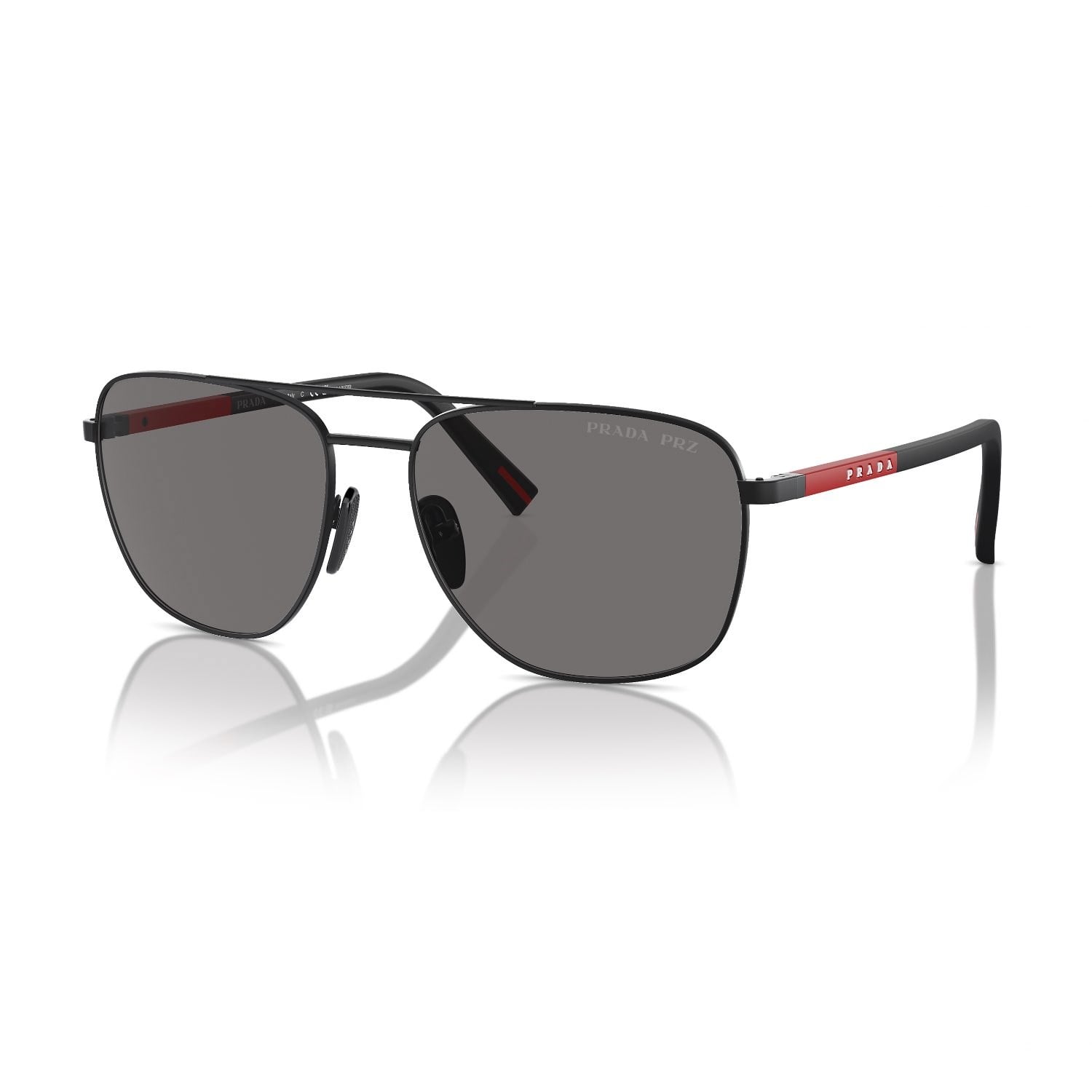 Prada PS 54ZS 1BO02G 60 Linea Rossa Erkek Polarize Geometrik Siyah Metal Güneş Gözlüğü