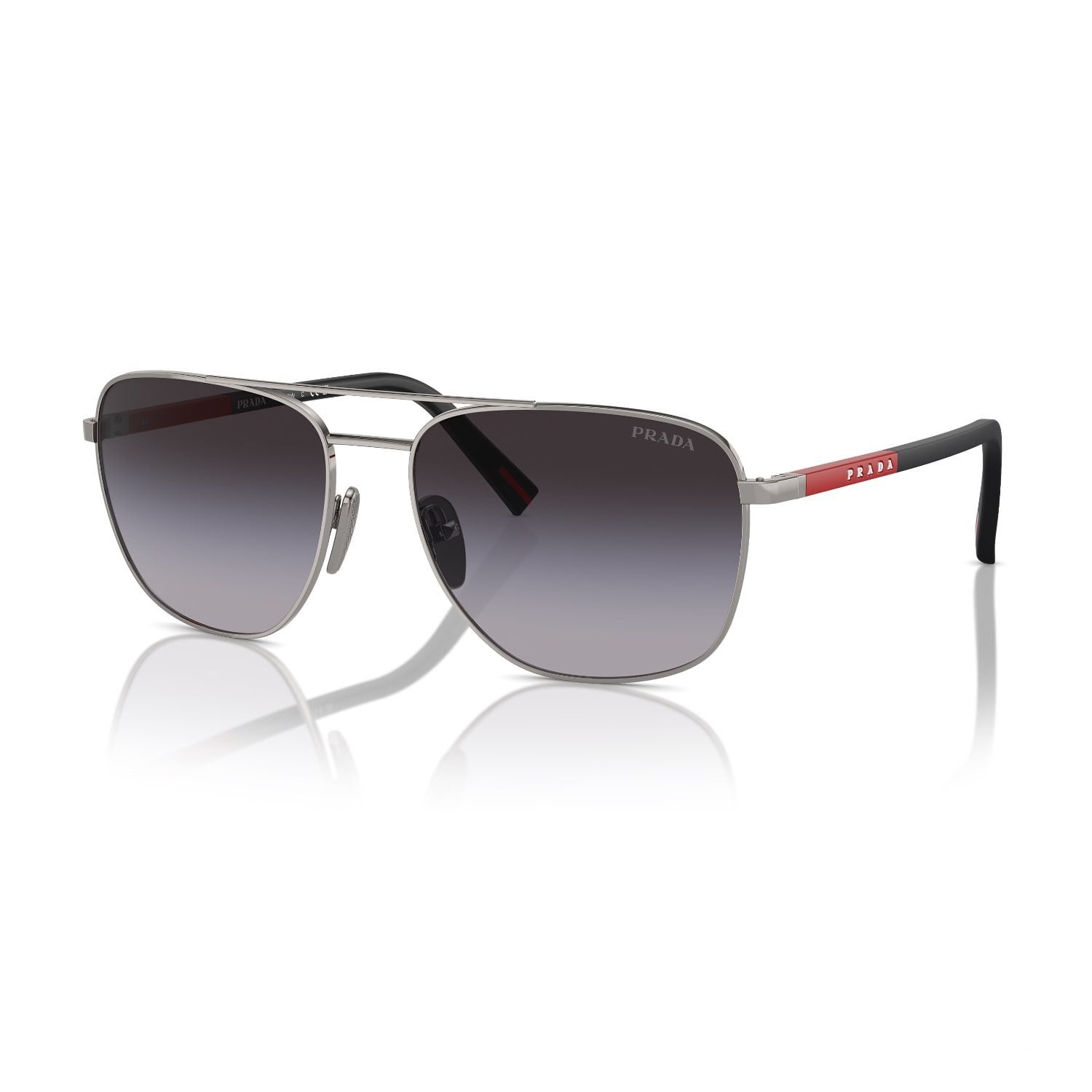 Prada PS 54ZS 5AV09U 60 Linea Rossa Erkek Geometrik Gun Metal Güneş Gözlüğü
