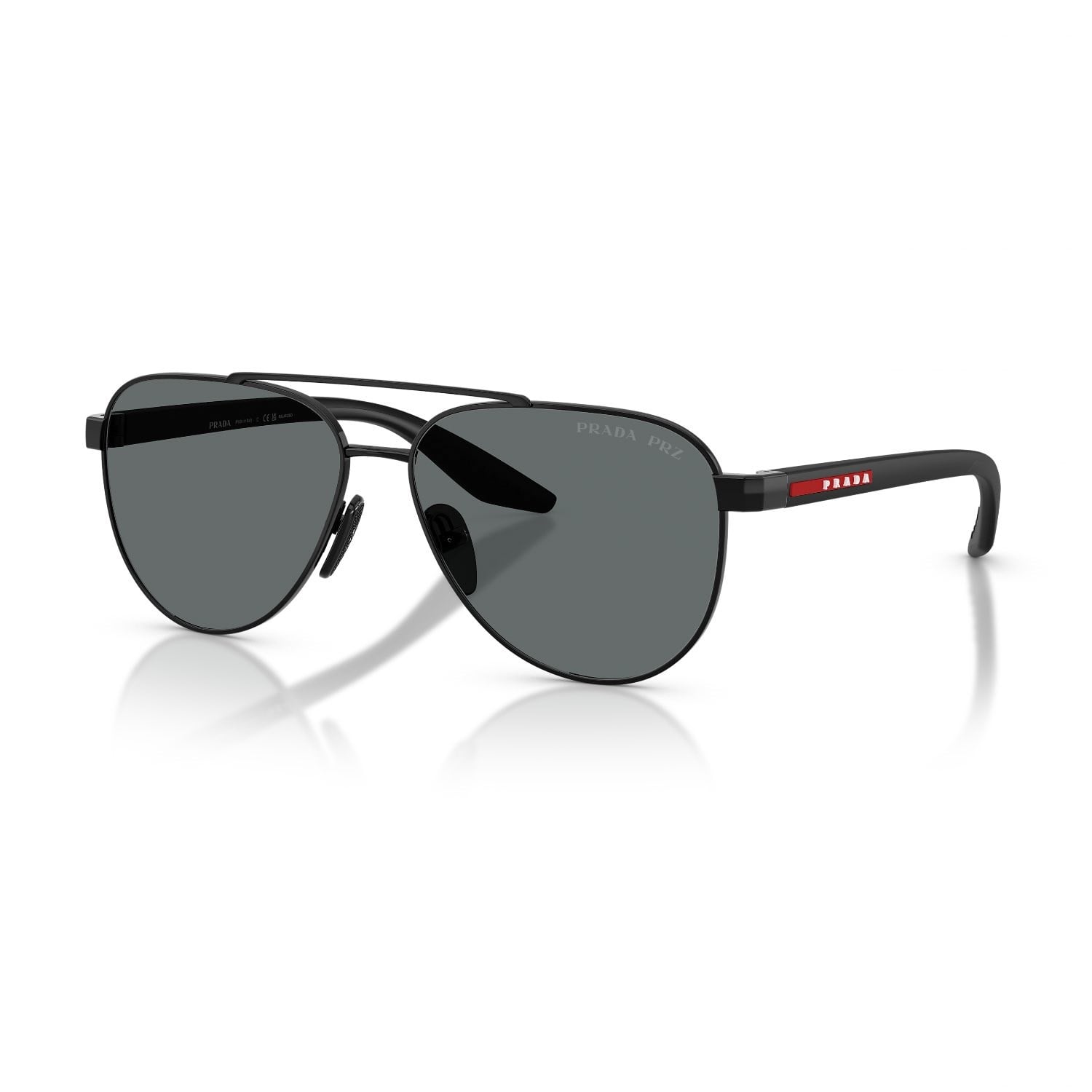 Prada PS A52S 1AB5Z1 58 Linea Rossa Erkek Polarize Pilot Siyah Metal Güneş Gözlüğü