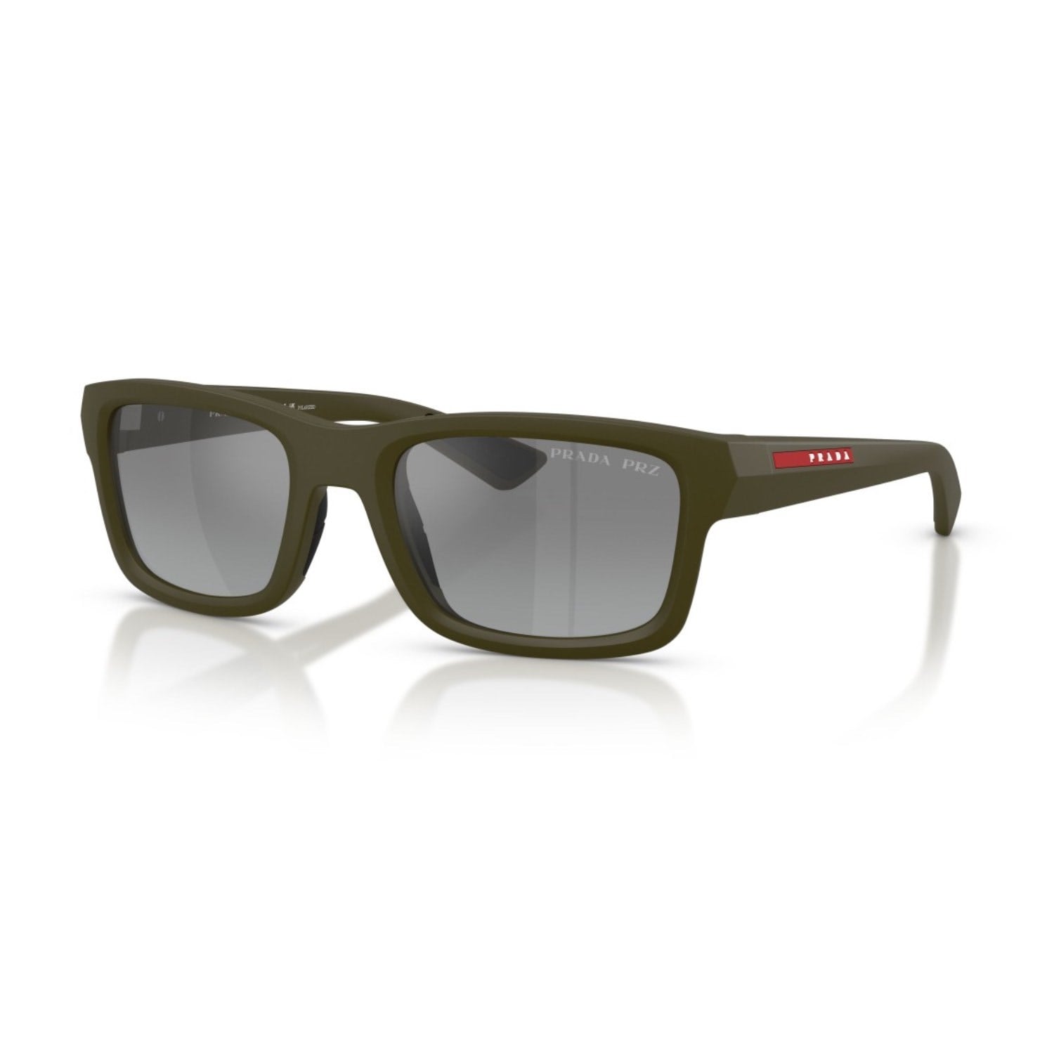 Prada PS B10S 15X2F2 54 Linea Rossa Unisex Polarize Dikdörtgen Yeşil Aynalı Kemik Güneş Gözlüğü