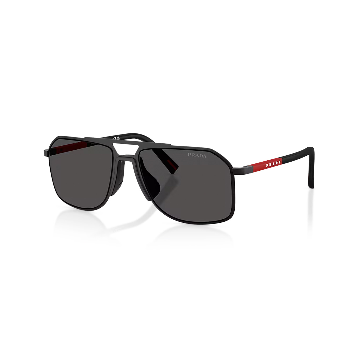 Prada PS B51S 1BO06F 56 Linea Rossa Erkek Geometrik Siyah Metal Güneş Gözlüğü