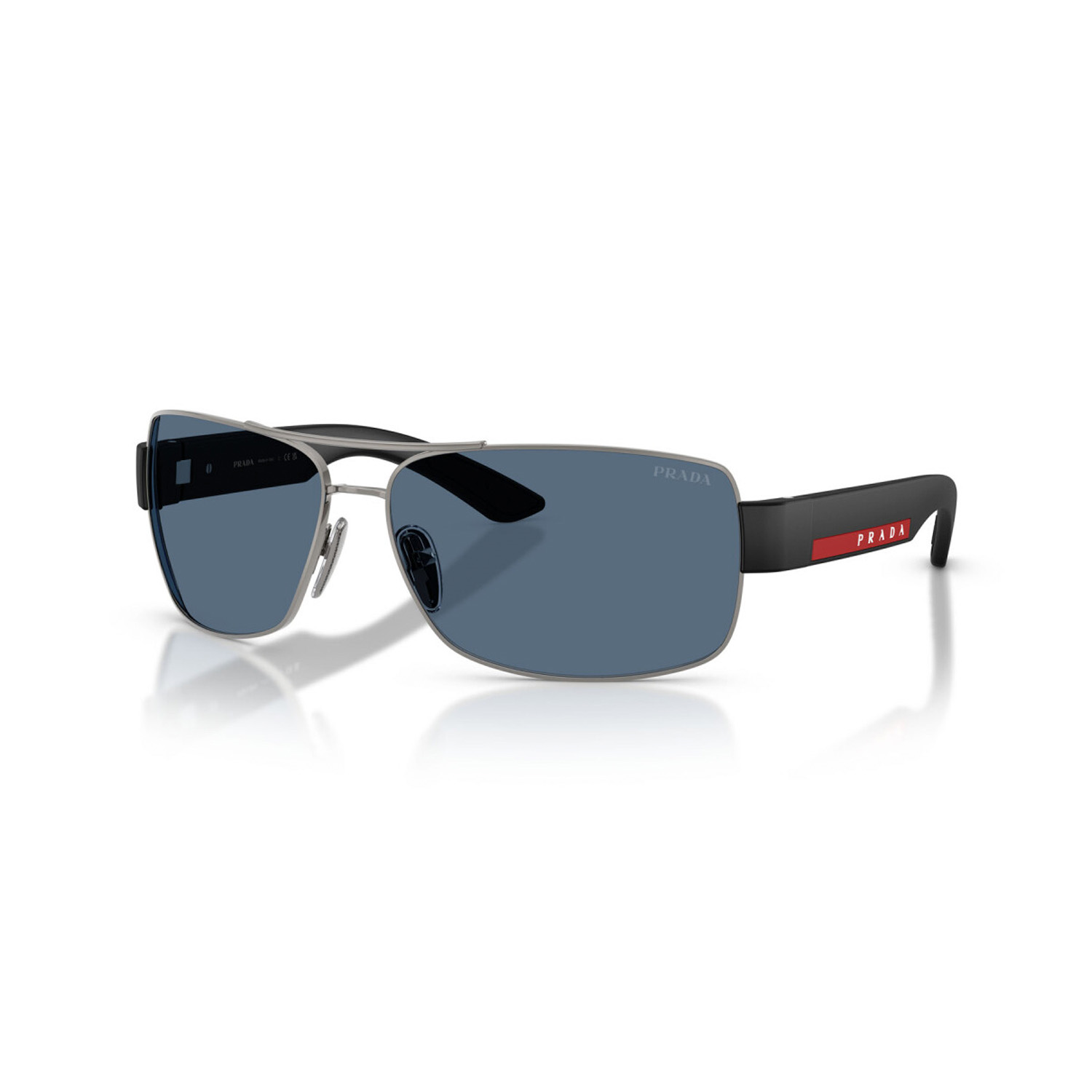 Prada PS B52S 5AV06A 65 Linea Rossa Erkek Gun Metal Dikdörtgen Metal Güneş Gözlüğü