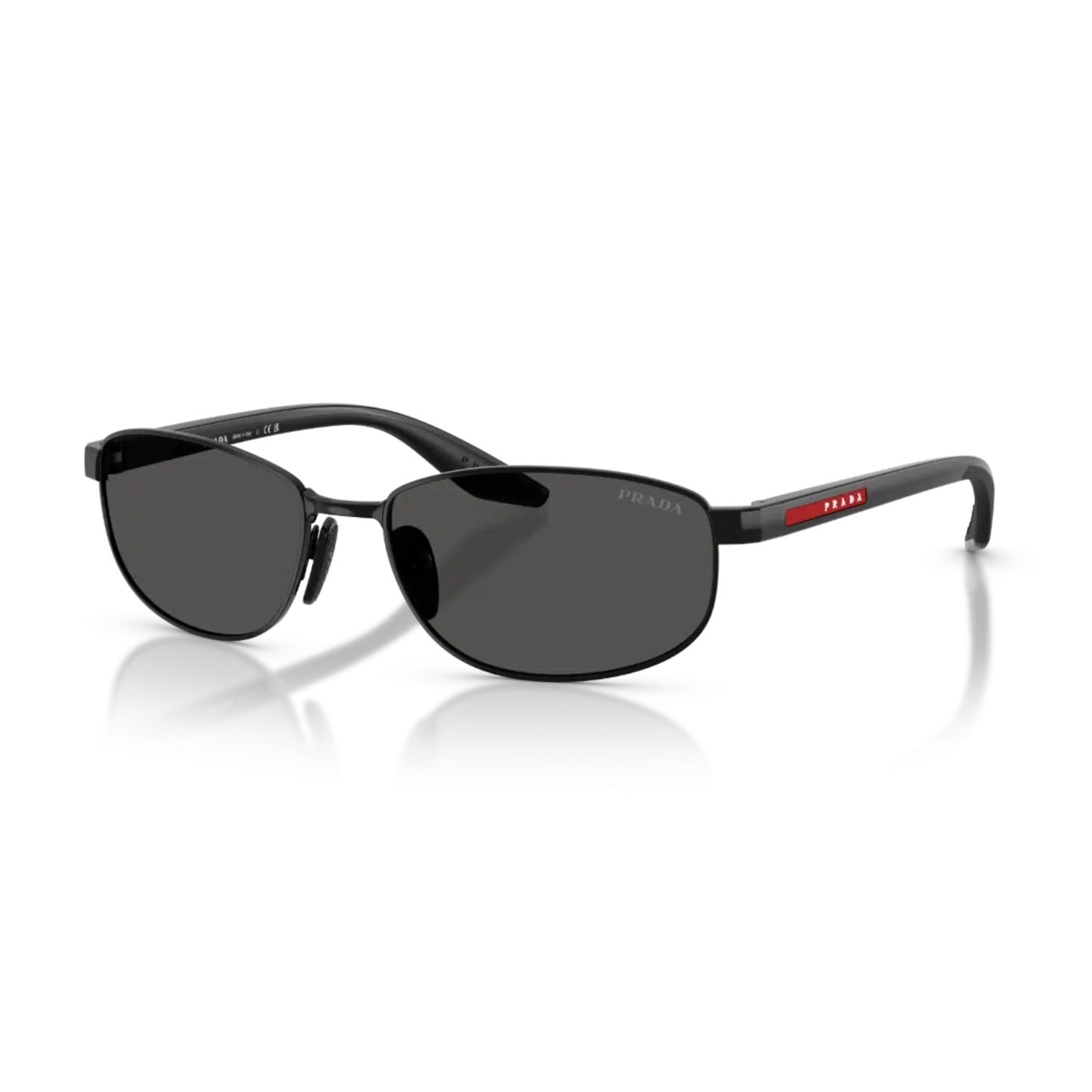 Prada PS B53S 1AB08Z 58 Linea Rossa Erkek Oval Siyah Metal Güneş Gözlüğü