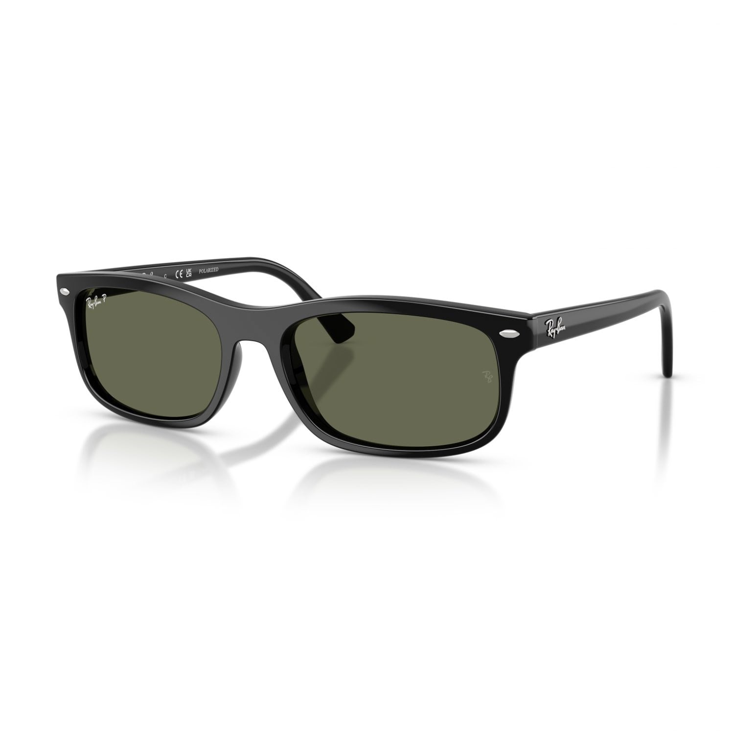 Ray-Ban RB 2224 90158 60 Unisex Polarize Dikdörtgen Siyah Kemik Güneş Gözlüğü