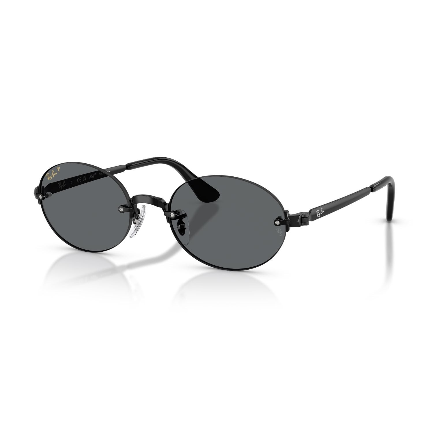 Ray-Ban RB 3929 00281 54 A$AP ROCKY Unisex Polarize Oval Siyah Metal Güneş Gözlüğü