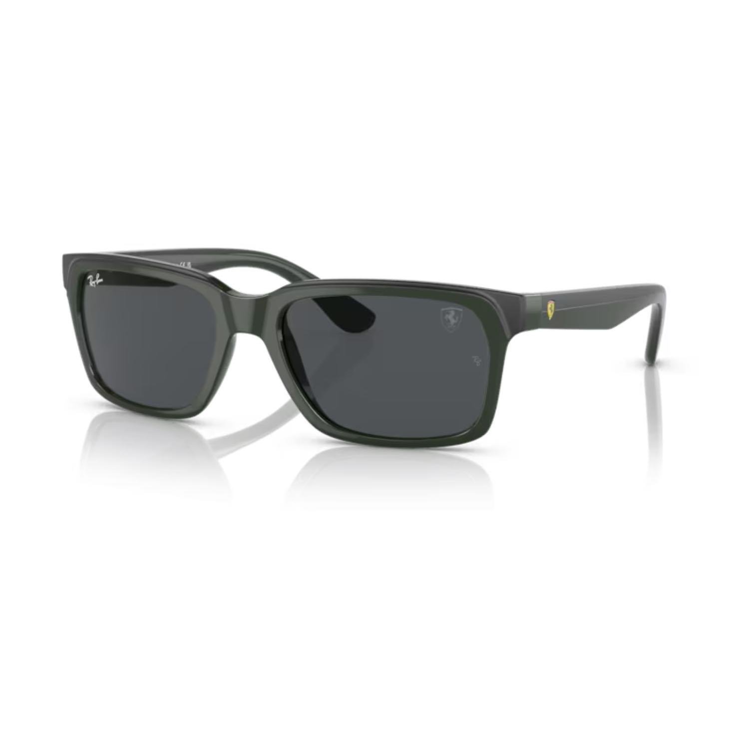 Ray-Ban RB 4393M F68087 56 Scuderia Ferrari Unisex Dikdörtgen Yeşil Kemik Güneş Gözlüğü