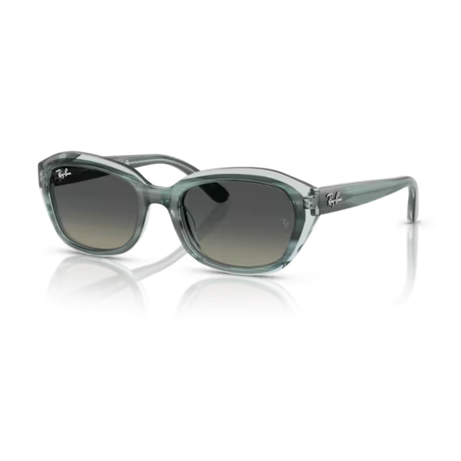 Ray-Ban RJ9081S 717511 48 Çocuk Geometrik Şeffaf Yeşil Kemik Güneş Gözlüğü