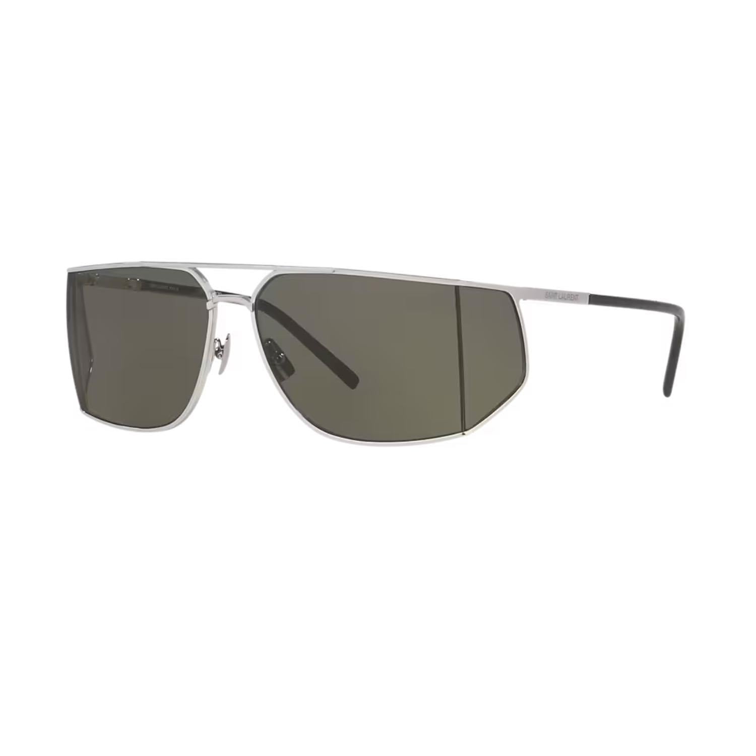 Saint Laurent SL 750 002 69 Erkek Geometrik Gri Metal Güneş Gözlüğü