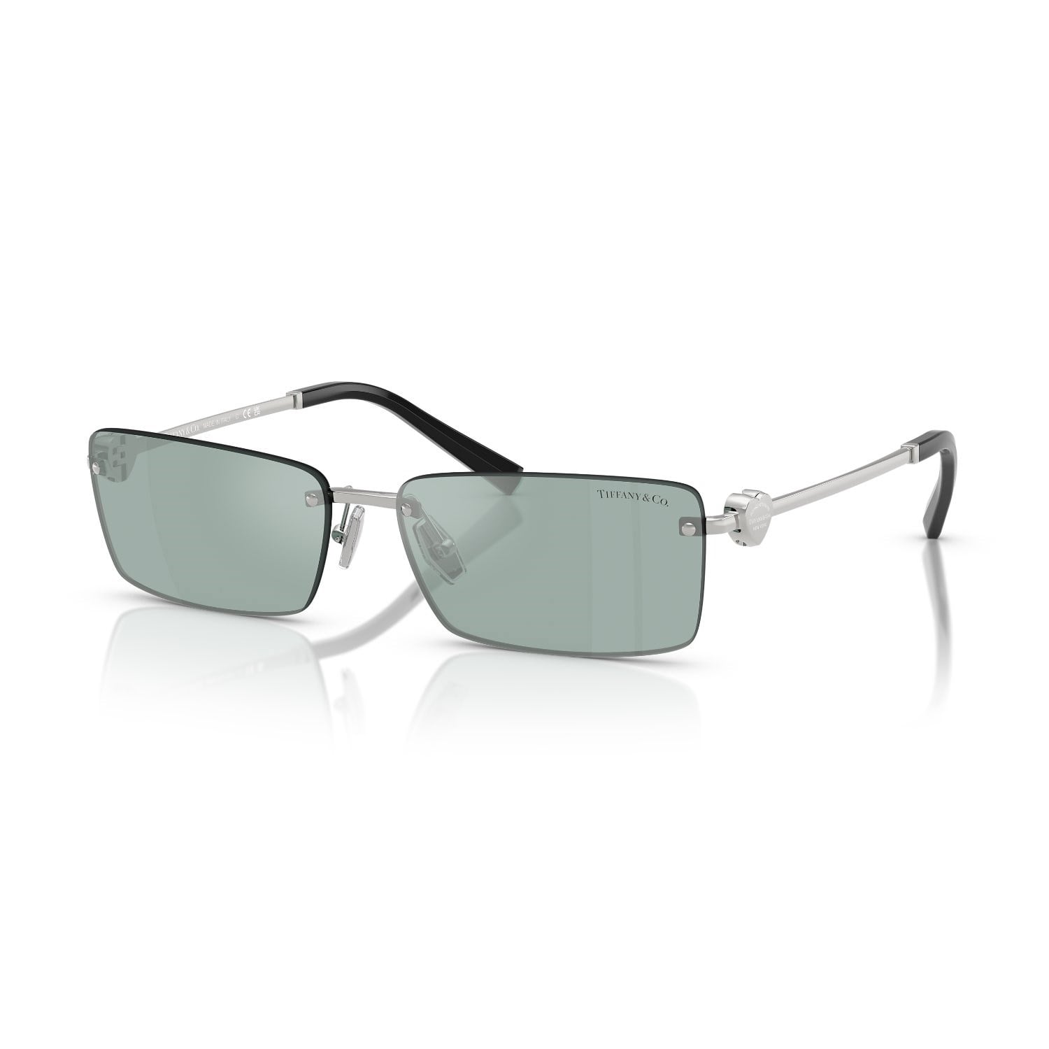 Tiffany Co. TF 3108B 62227C 60 Unisex Dikdörtgen Gümüş Aynalı Metal Güneş Gözlüğü