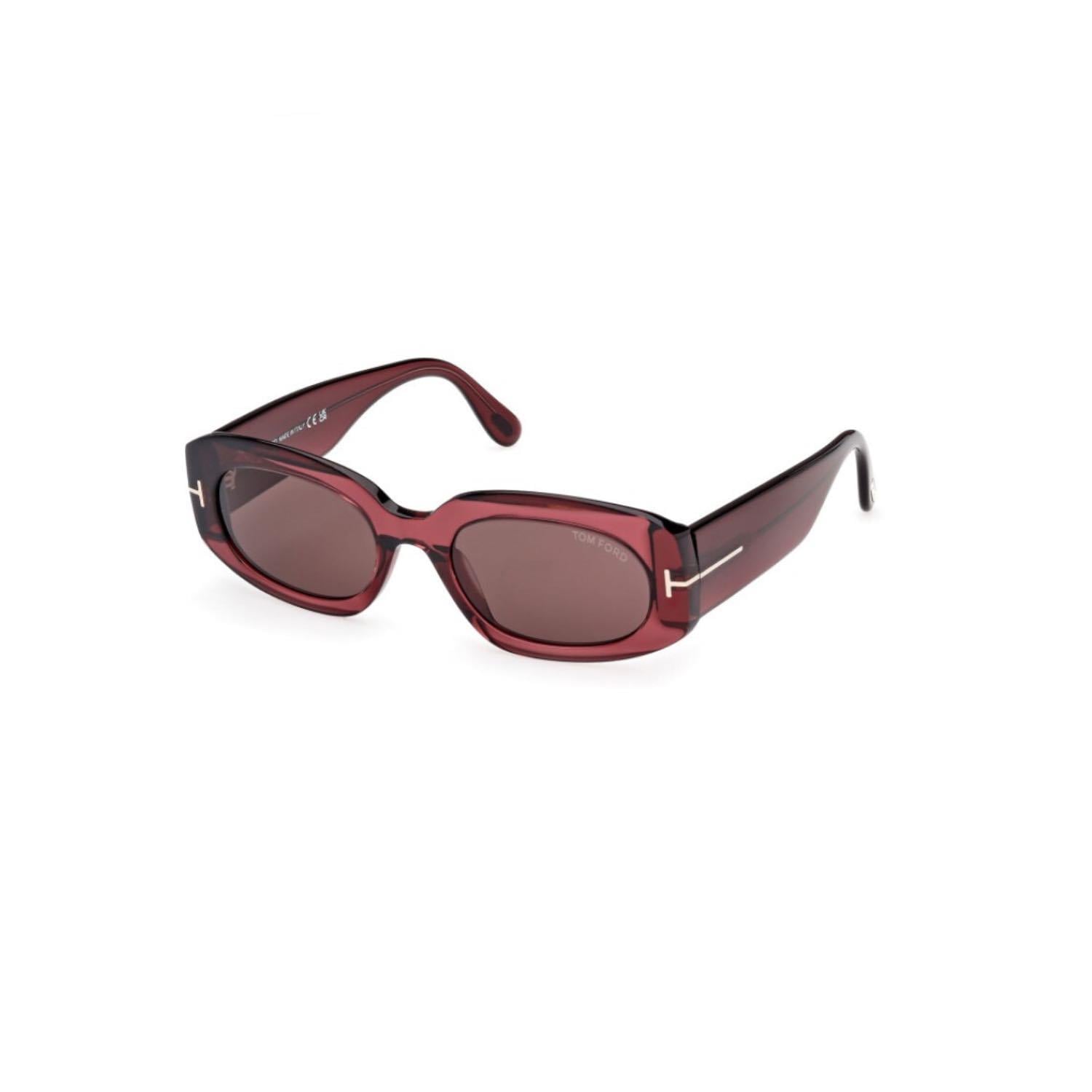 Tom Ford Tf 1187 69E 52 Kadın Oval Şeffaf Kırmızı Kemik Güneş Gözlüğü