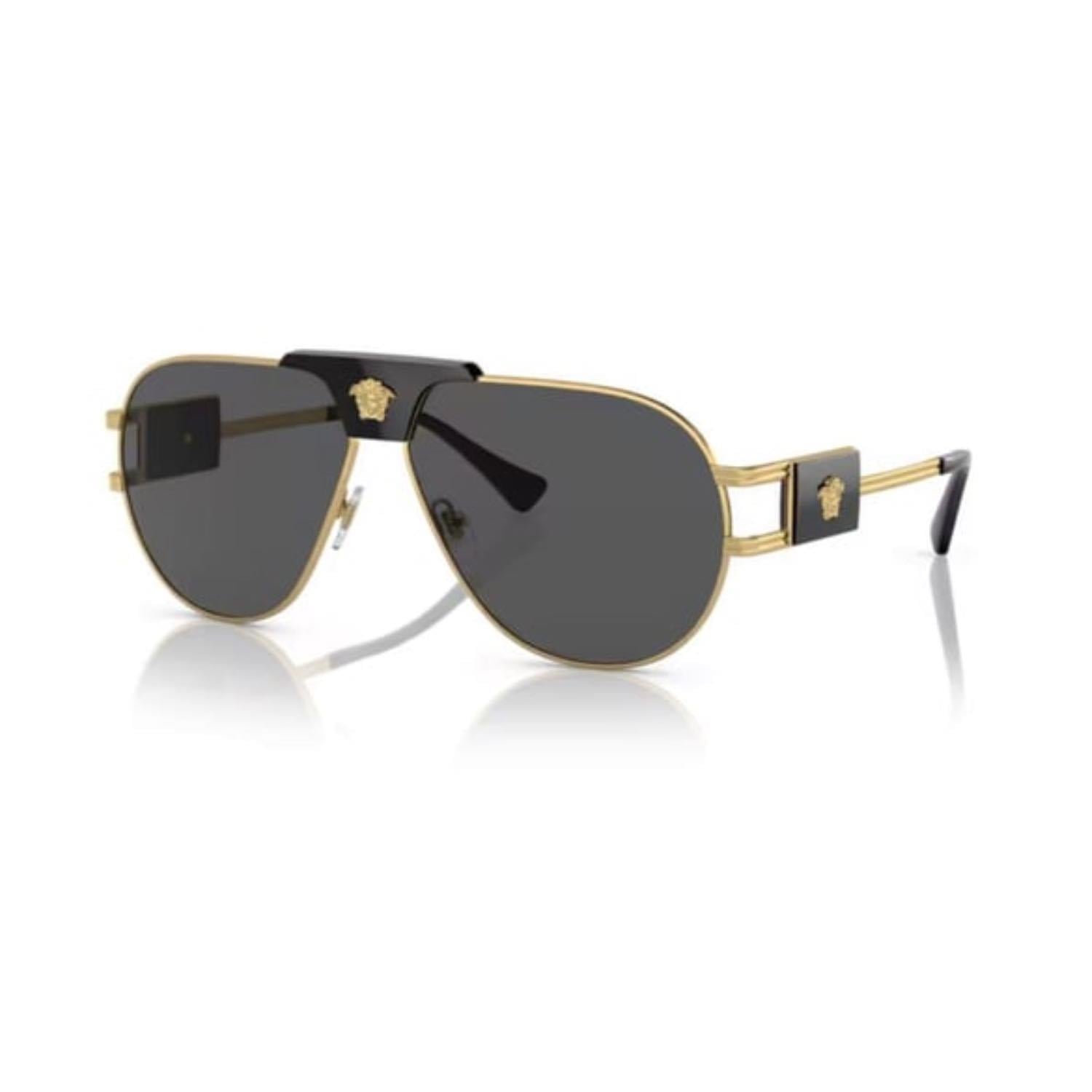 Versace VE 2252 100287 63 Erkek Pilot Gold Metal Güneş Gözlüğü 