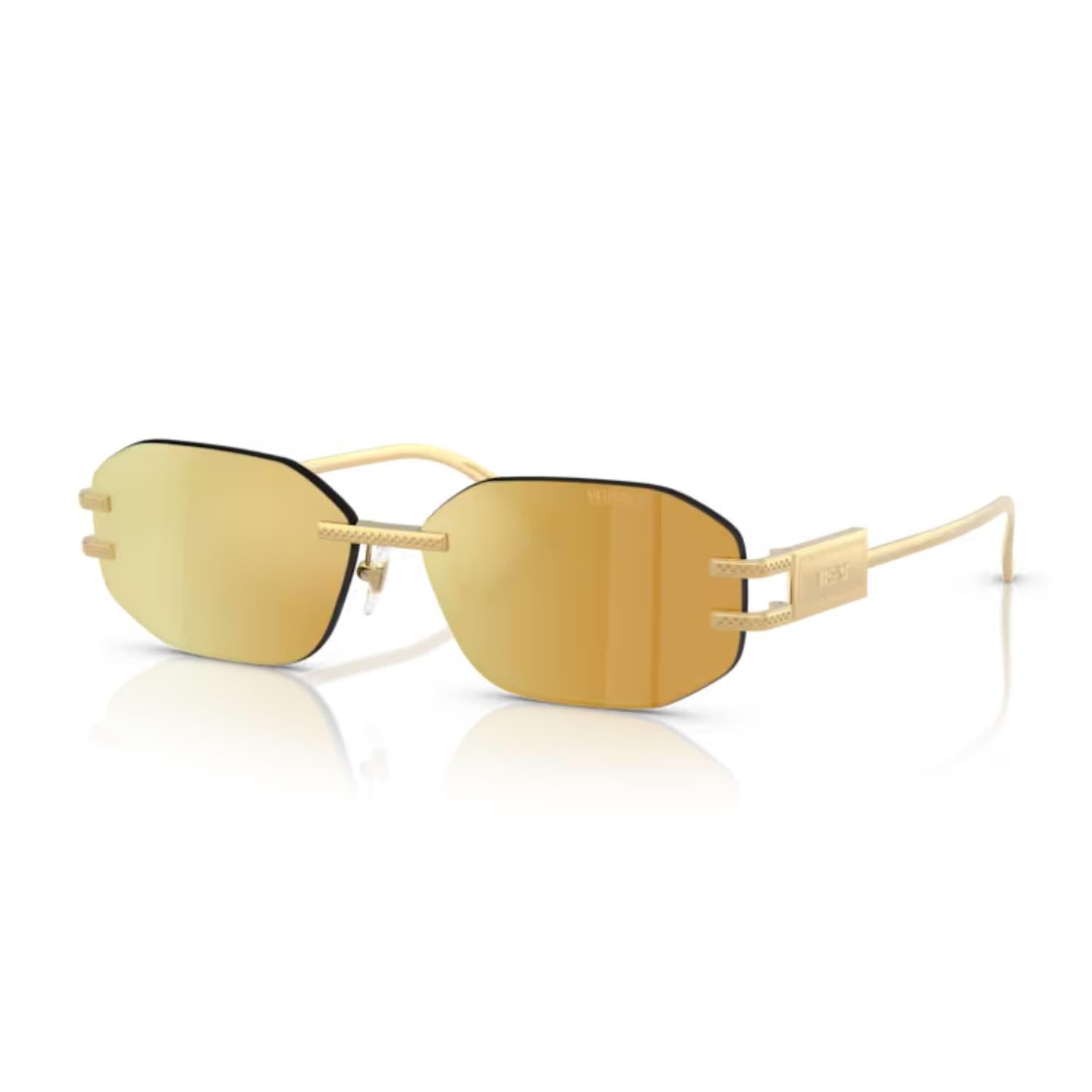 Versace VE 2274 10027P 58 Kadın Geometrik Gold Metal Güneş Gözlüğü