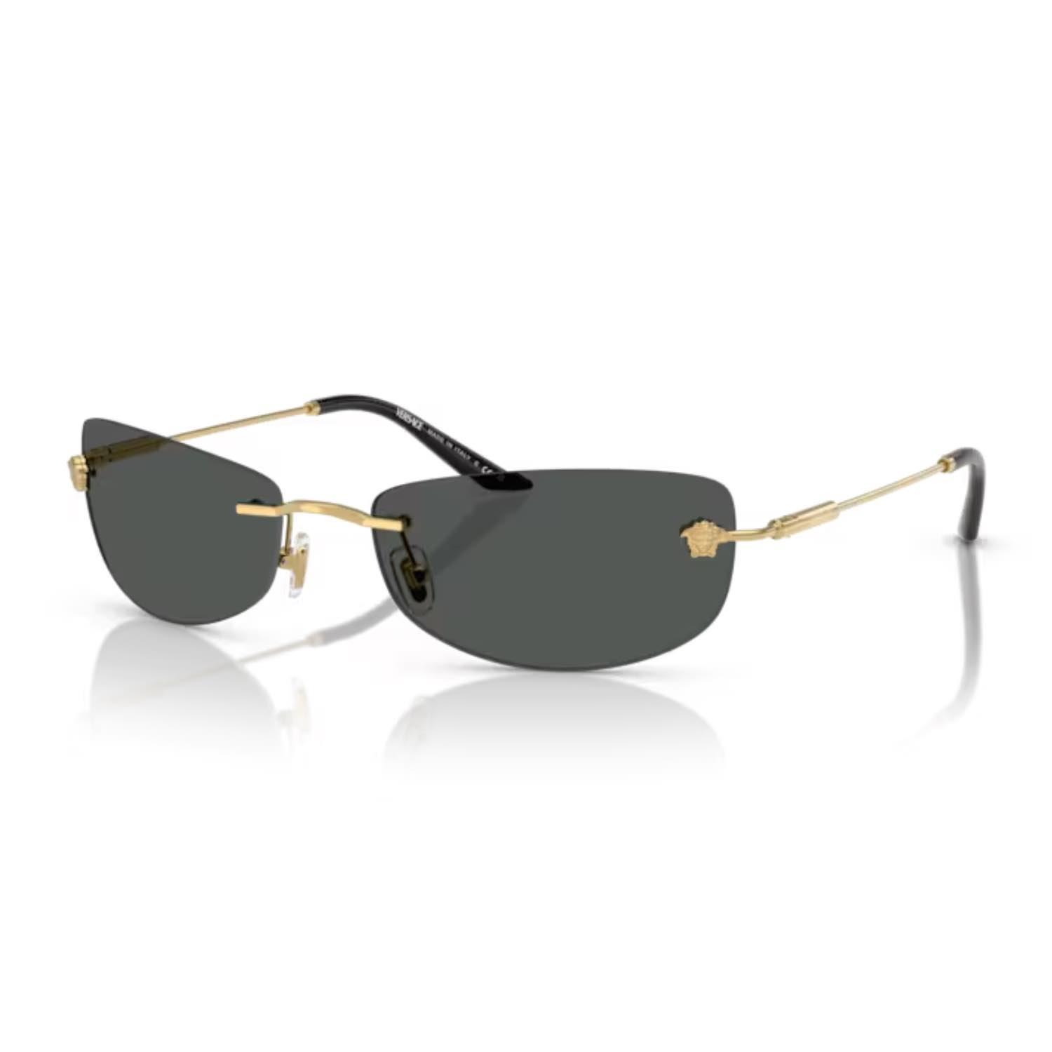 Versace VE 2279 100287 60 Erkek Dikdörtgen Gold Metal Güneş Gözlüğü