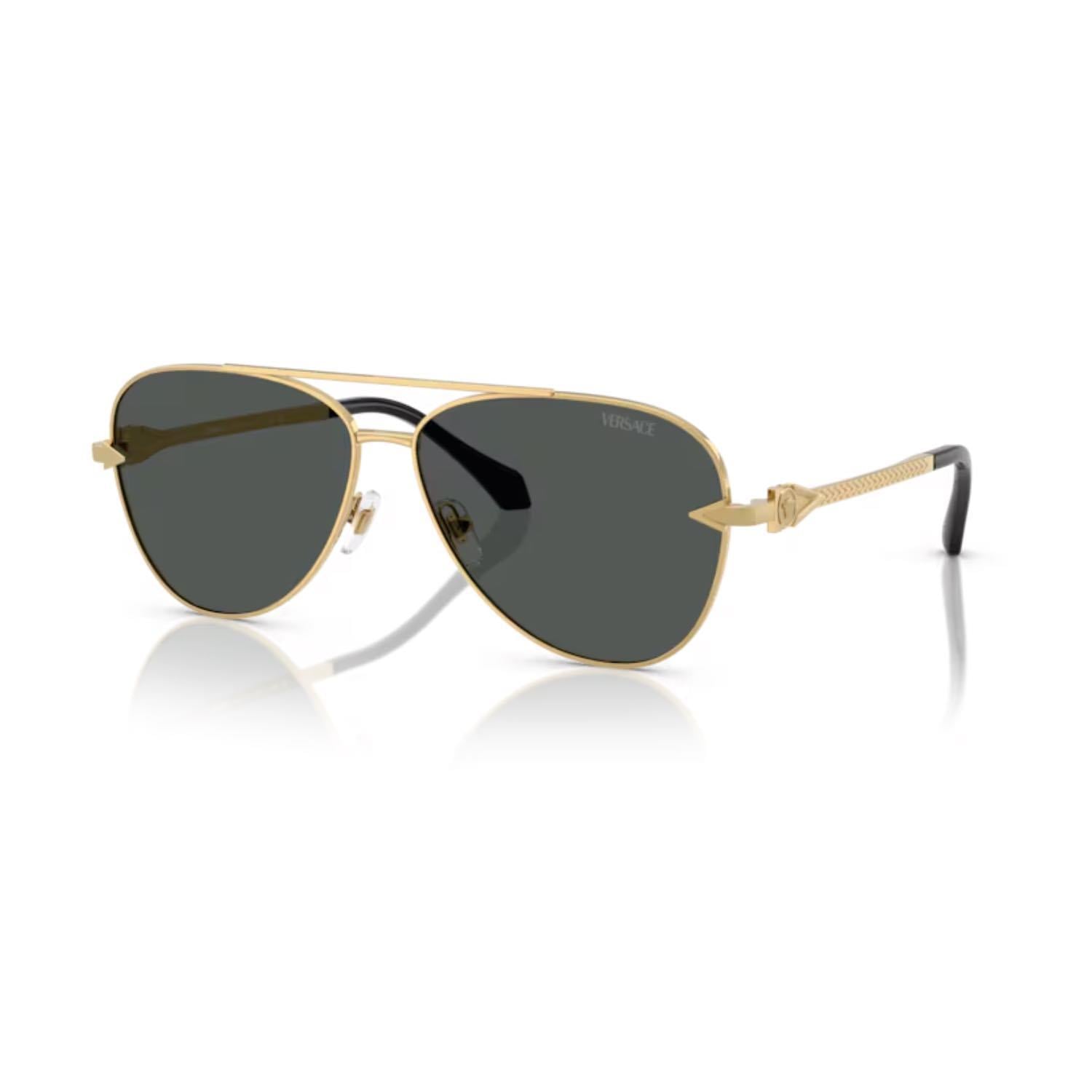 Versace VE 2283 100287 61 Erkek Pilot Gold Metal Güneş Gözlüğü