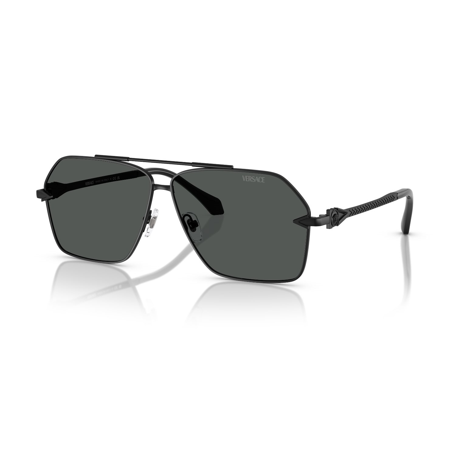 Versace VE 2284 143687 63 Erkek Geometrik Siyah Metal Güneş Gözlüğü