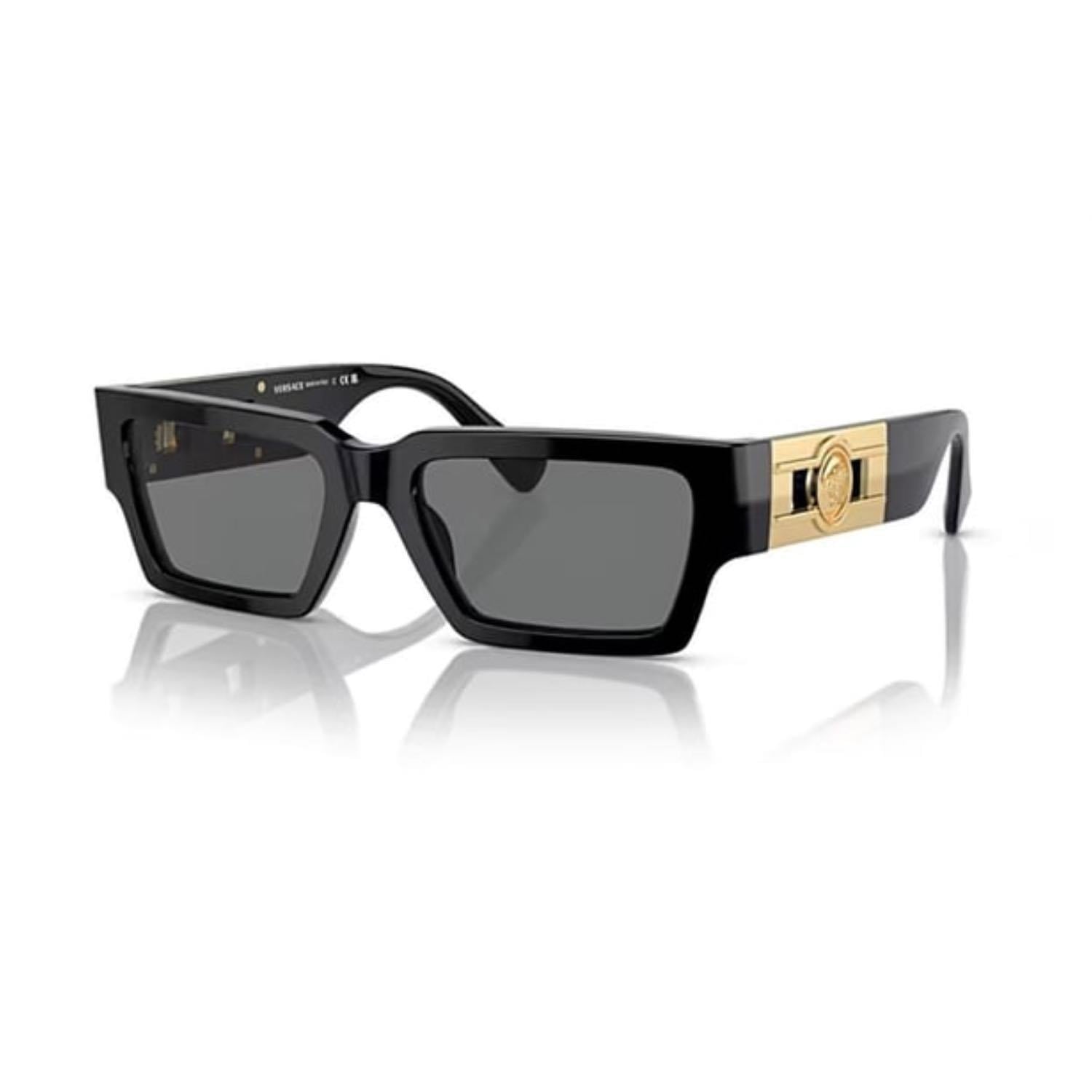 Versace VE 4459 GB187 54 Unisex Dikdörtgen Siyah Kemik Güneş Gözlüğü