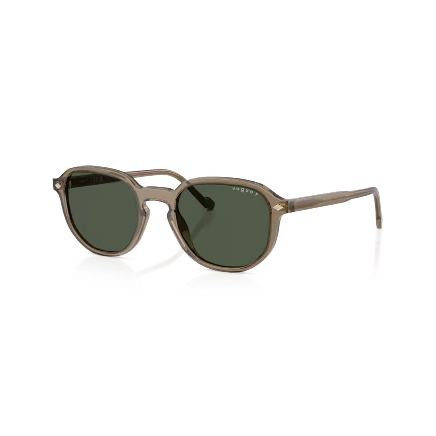 Vogue VO 5707S 32939A 51 Unisex Polarize Oval Şeffaf Kahverengi Kemik Güneş Gözlüğü