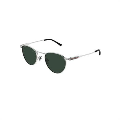 Gucci GG 1875S 002 48 Unisex Oval Gri Metal Güneş Gözlüğü
