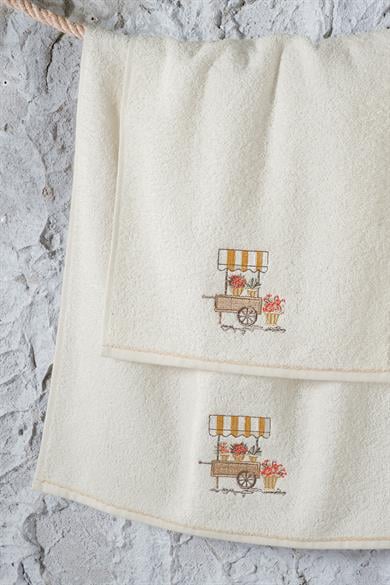 INCI BUKLE NAKISLI HAVLU SET KREM-BEJ 50X80-30X50