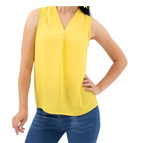 Kalın Askılı Sarı Renkli Şifon Bluz | ozderinbutik.com