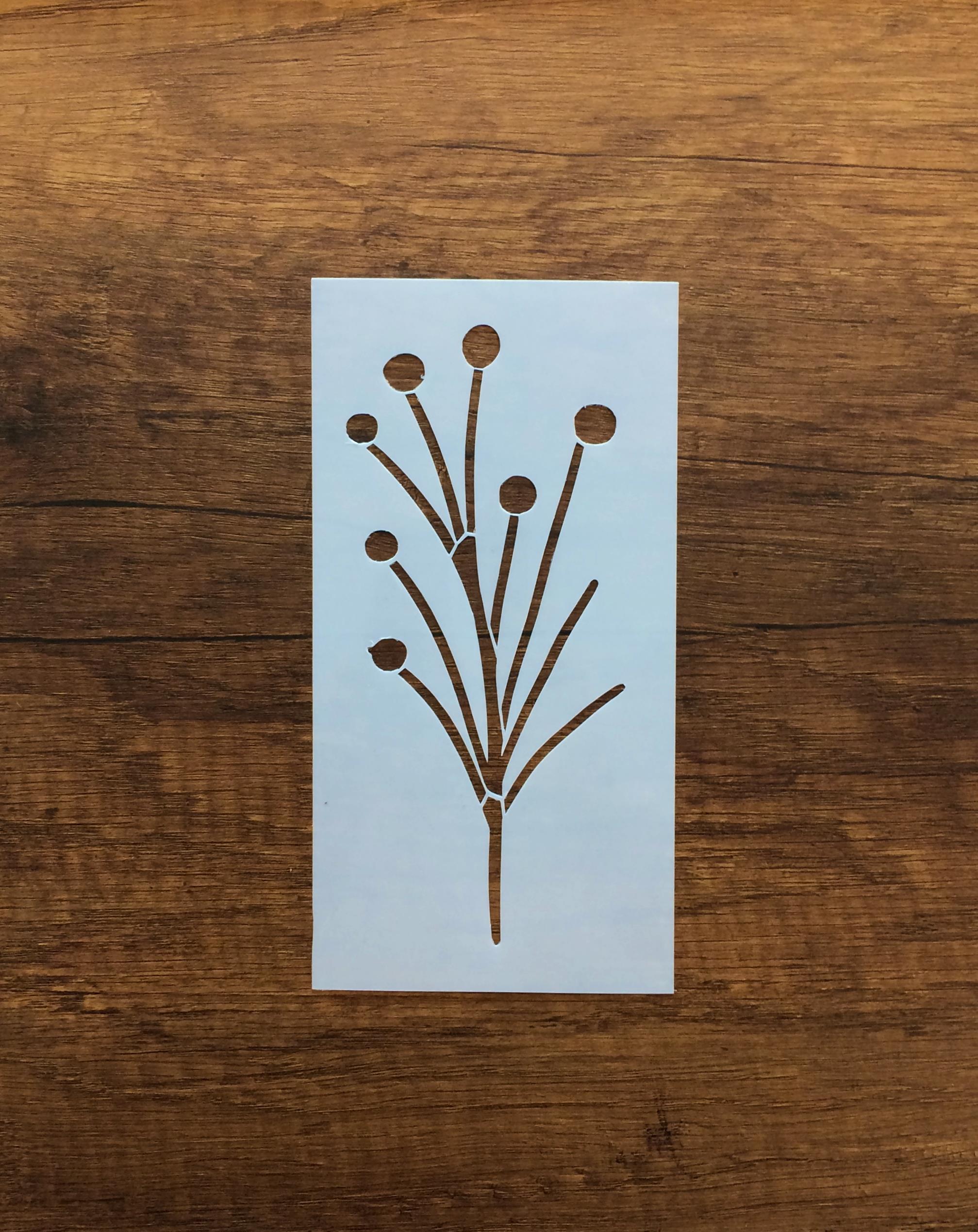 Kır çiçeği, Floral, Botanik, Yaprak Minimalist Stencil Serisi No.3